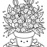 Flower Vase Tulip Coloring Page