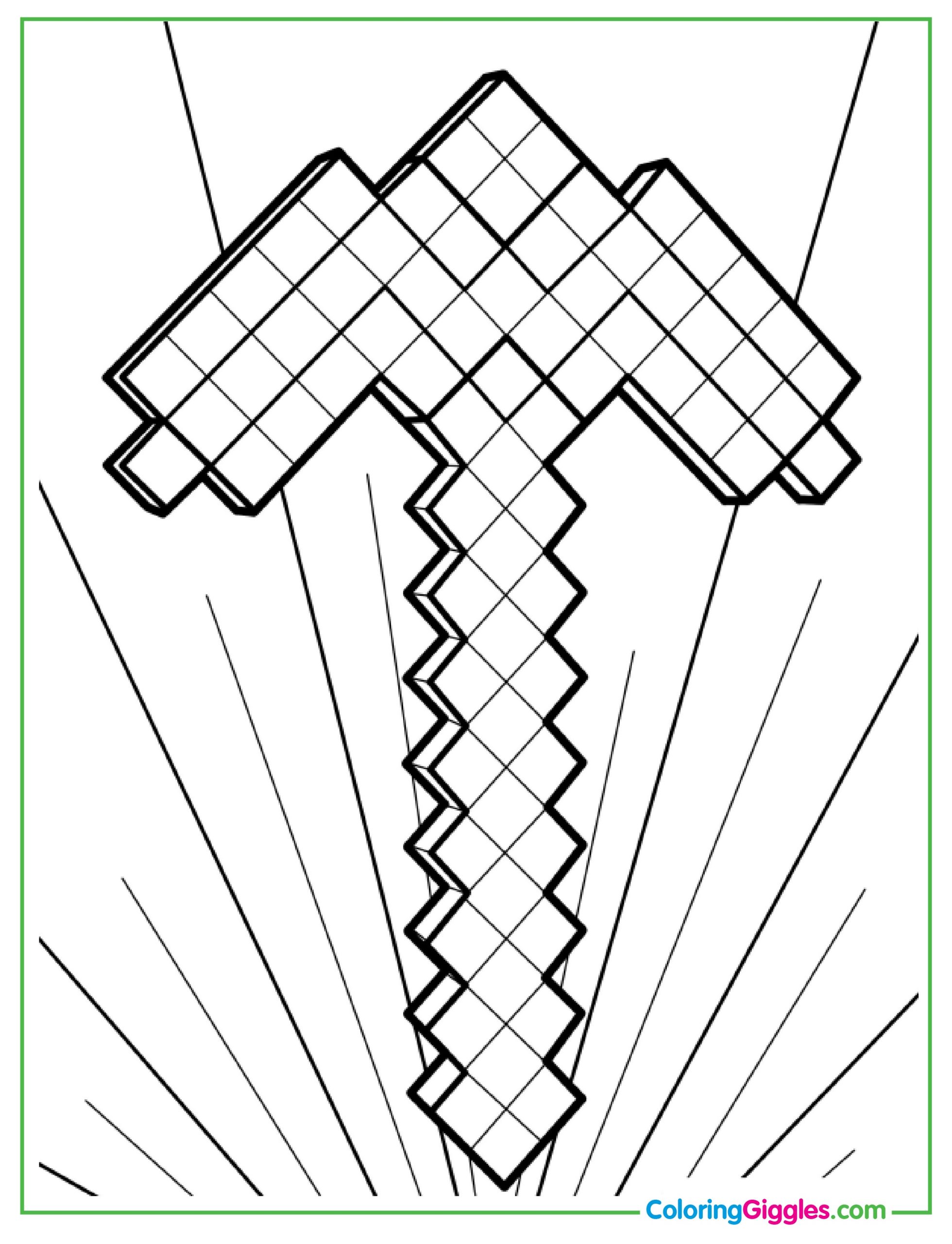 Minecraft Pickaxe Coloring Page For Kids