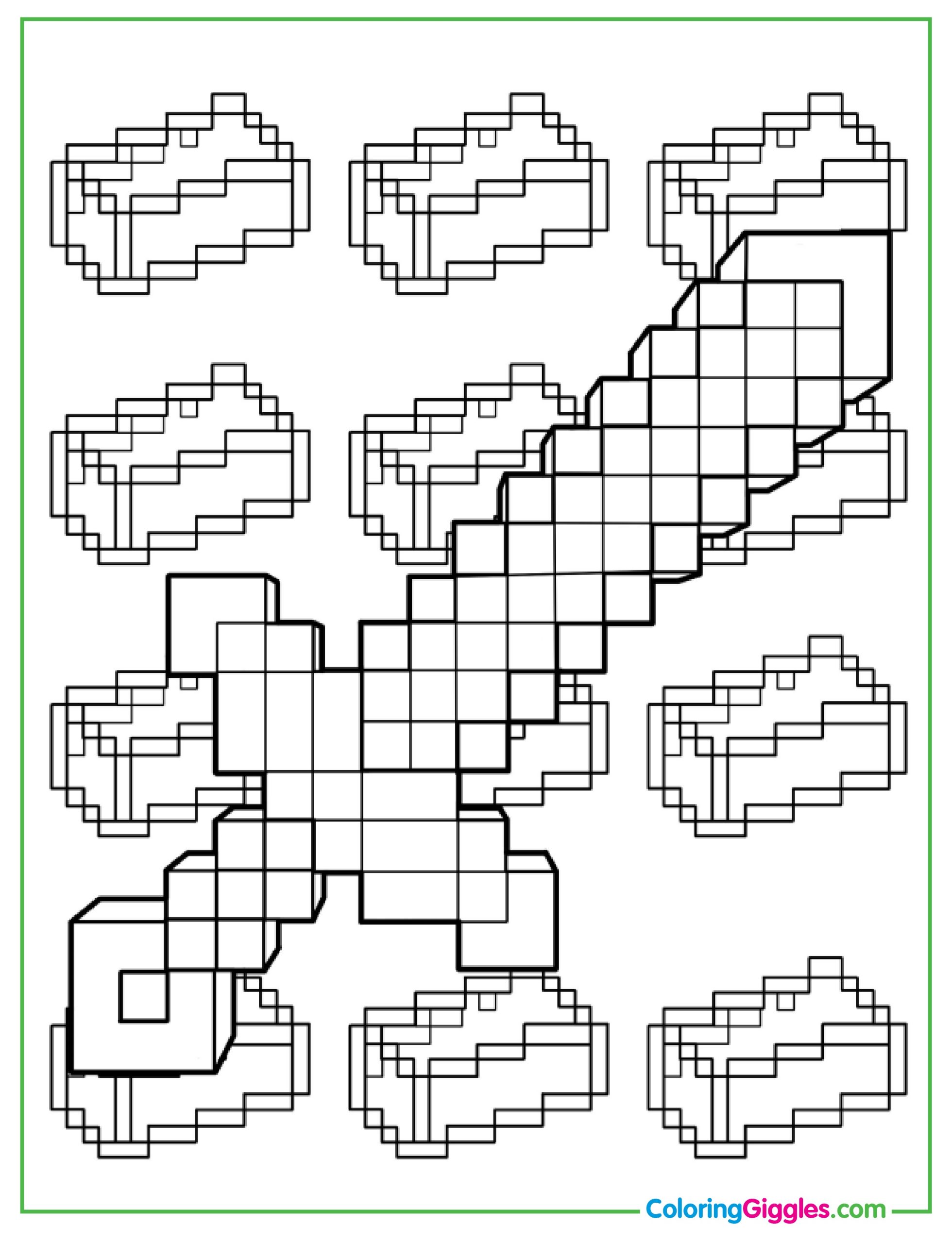 Outline Of Minecraft Diamond Sword To Color