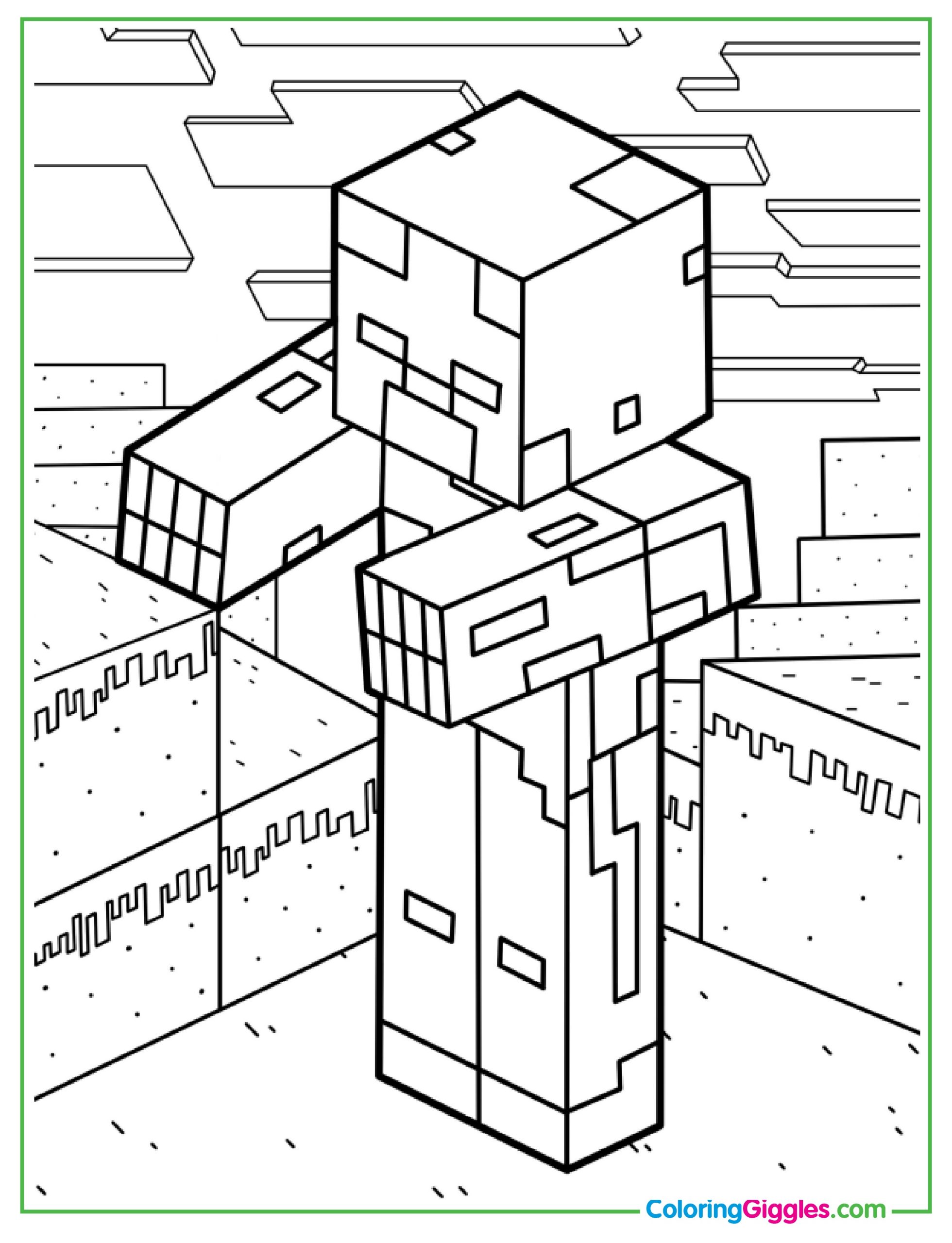 Minecraft Zombie Coloring Page