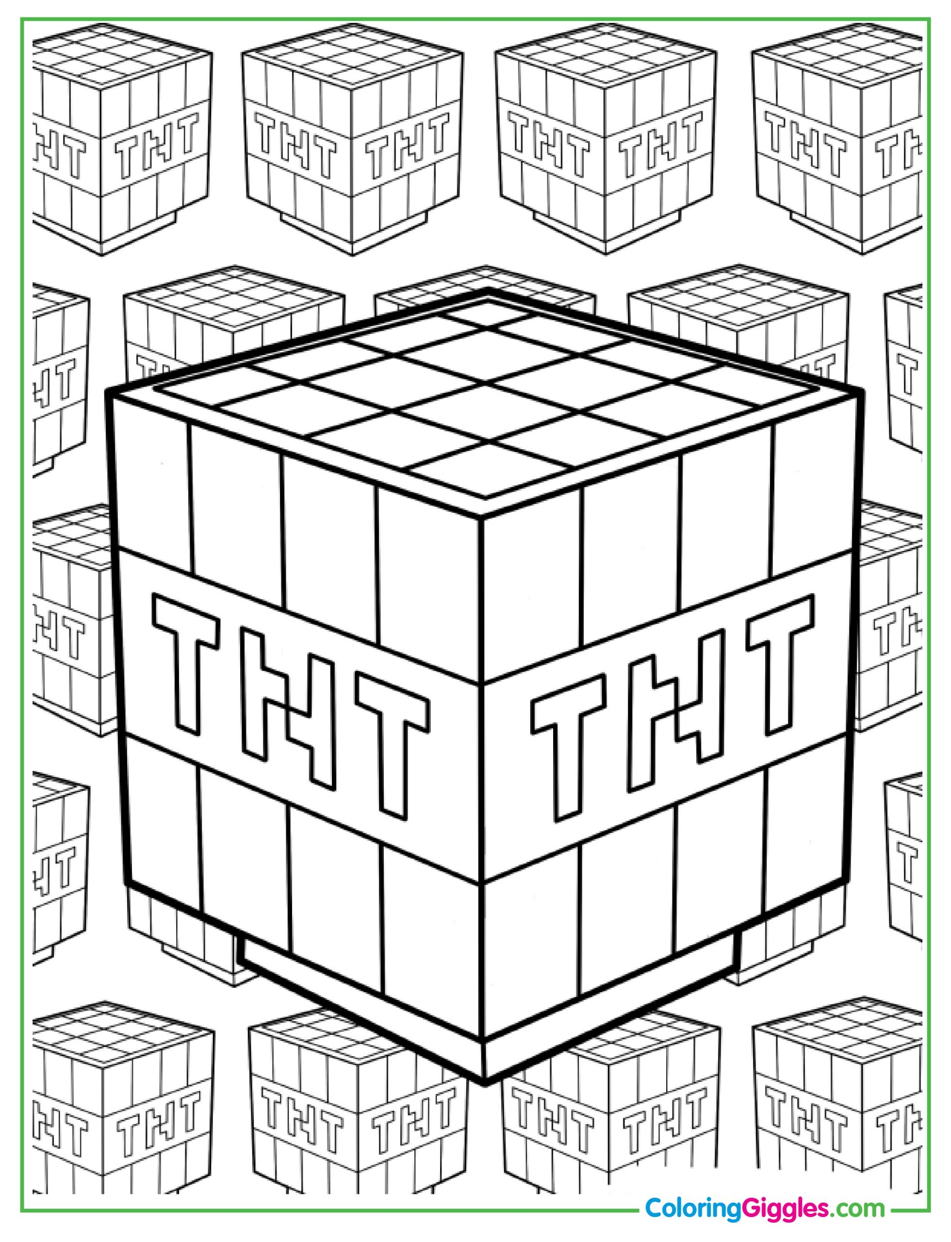 Simple Minecraft TNT Coloring Page