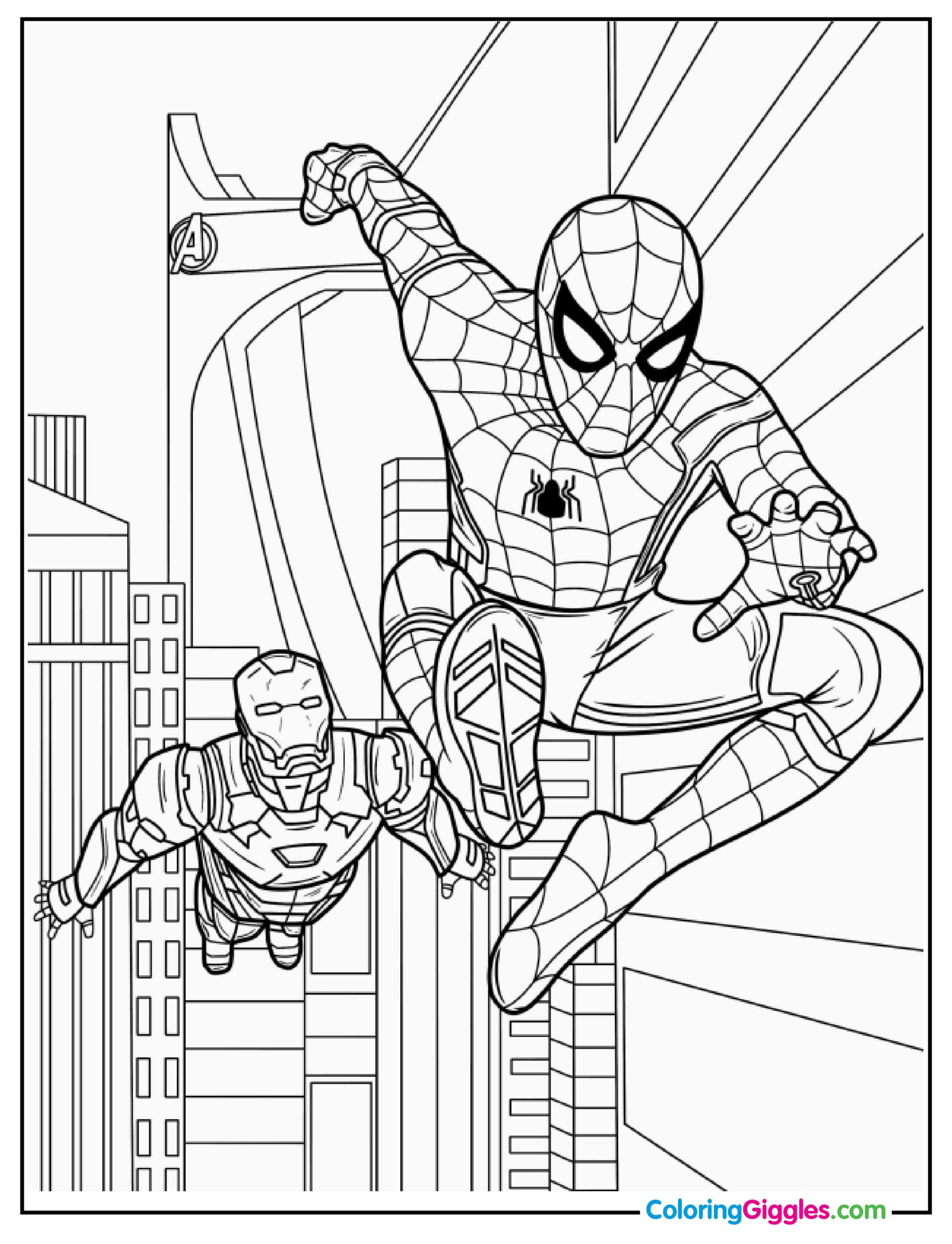 Coloring Page Of Iron Man And Spider-Man