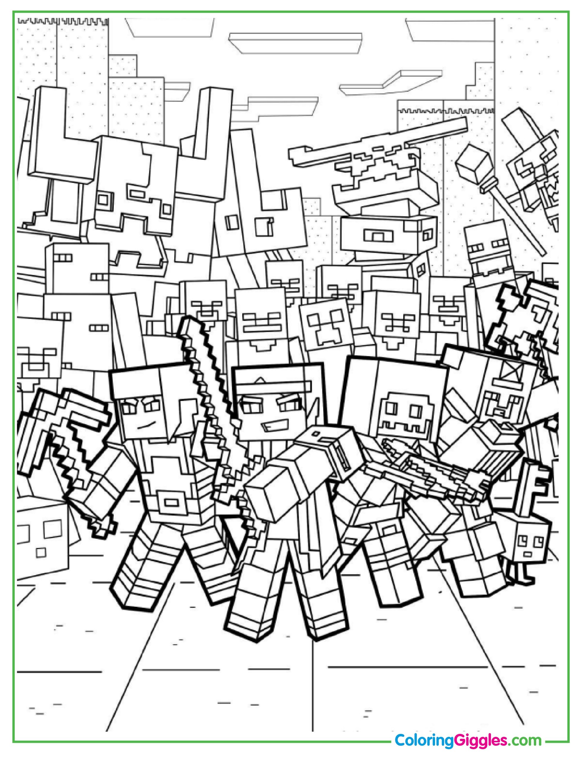 Detailed Minecraft Dungeons Coloring Page