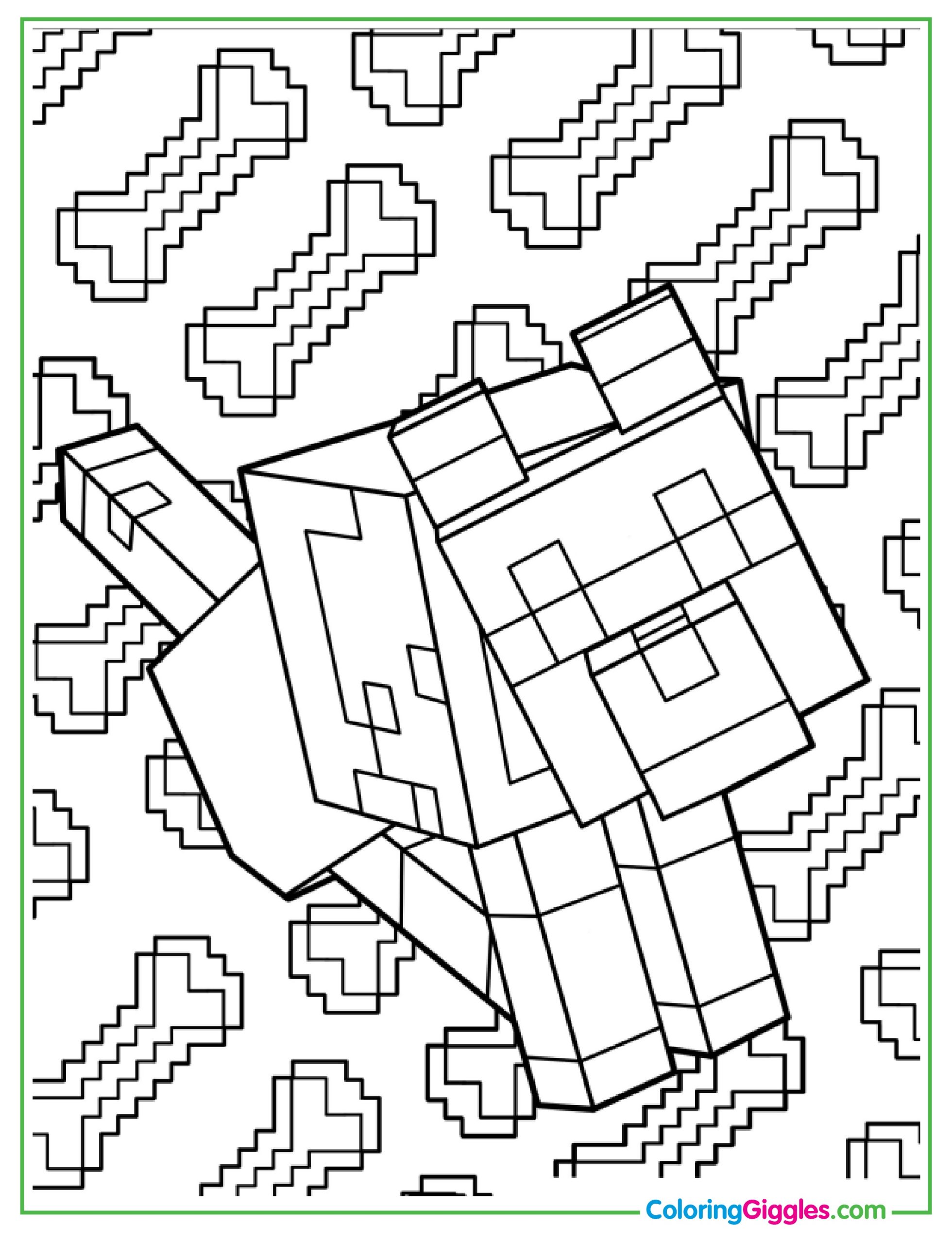 Cute Minecraft Dog Coloring Sheet