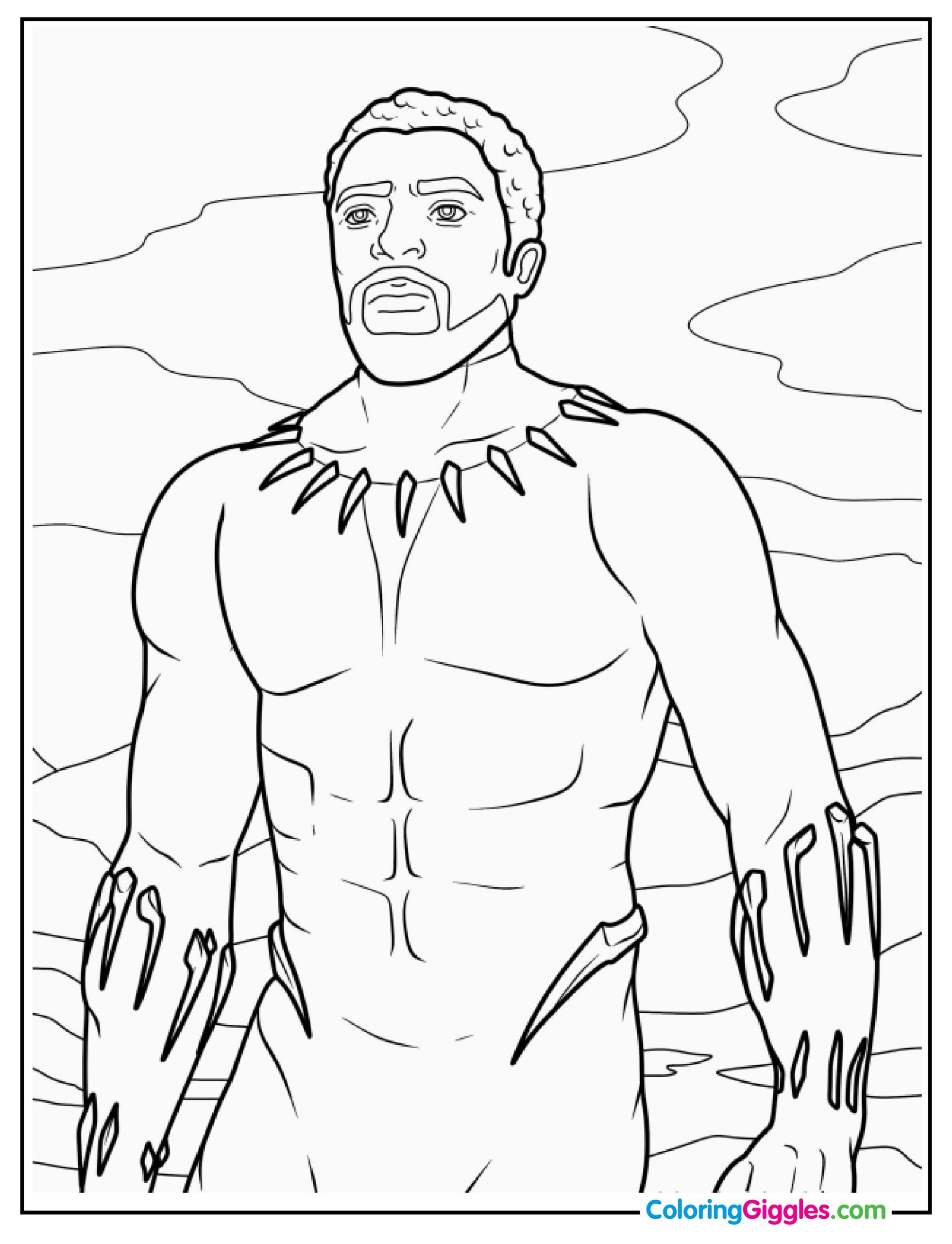 Coloring Page Of Black Panther With Mask Off