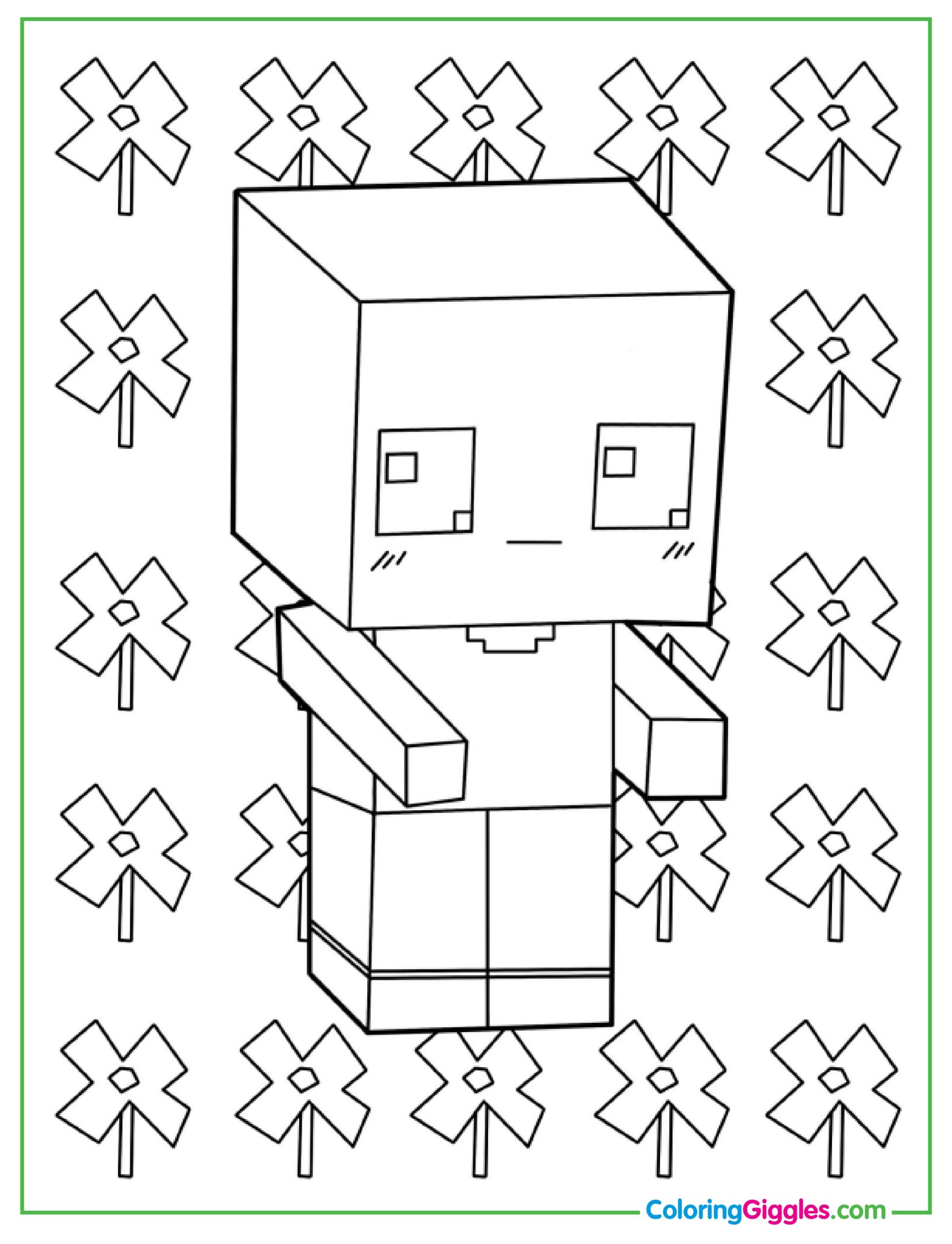 Cute Kawaii Minecraft Steve For Coloring