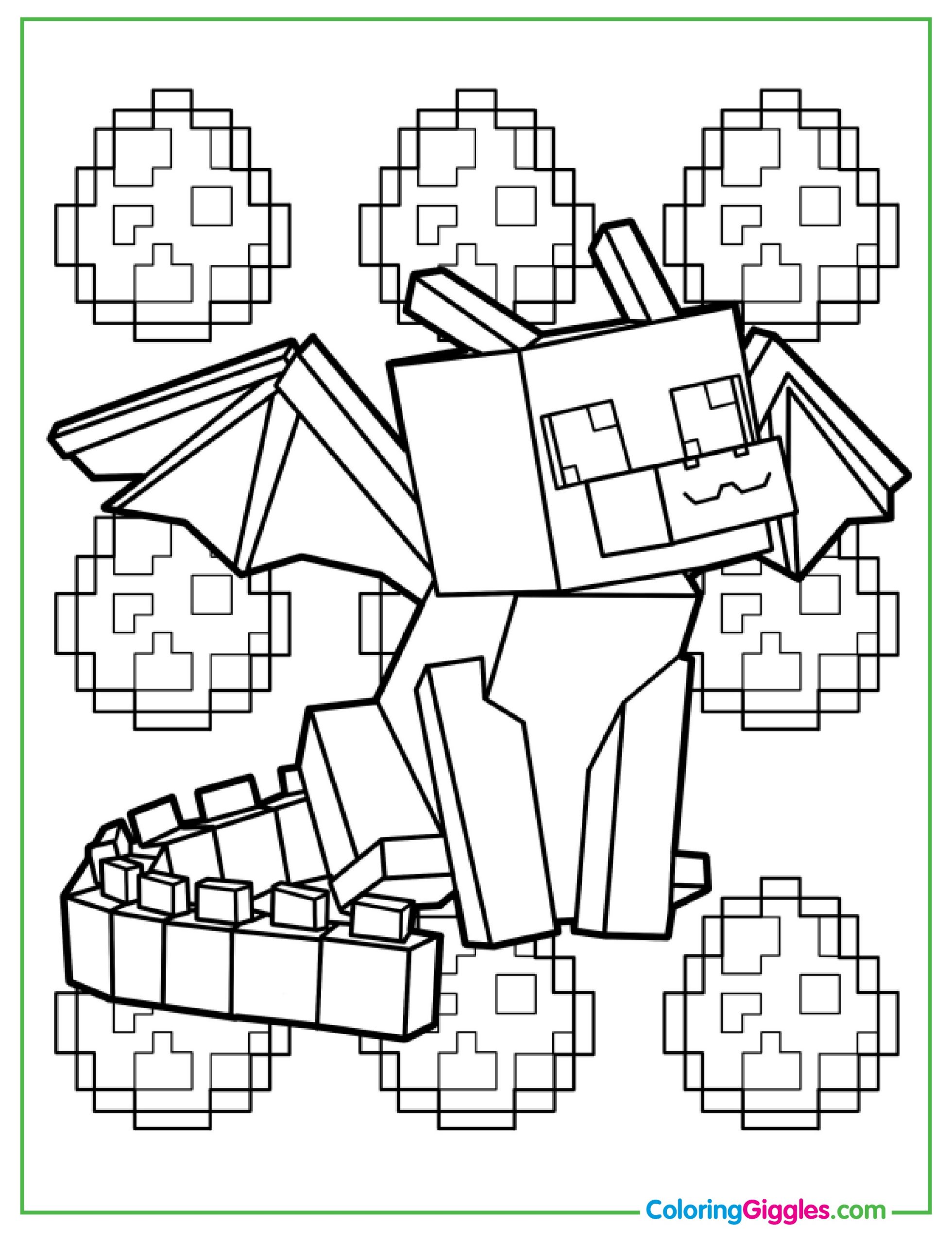 Cute Baby Minecraft Dragon Coloring Sheet