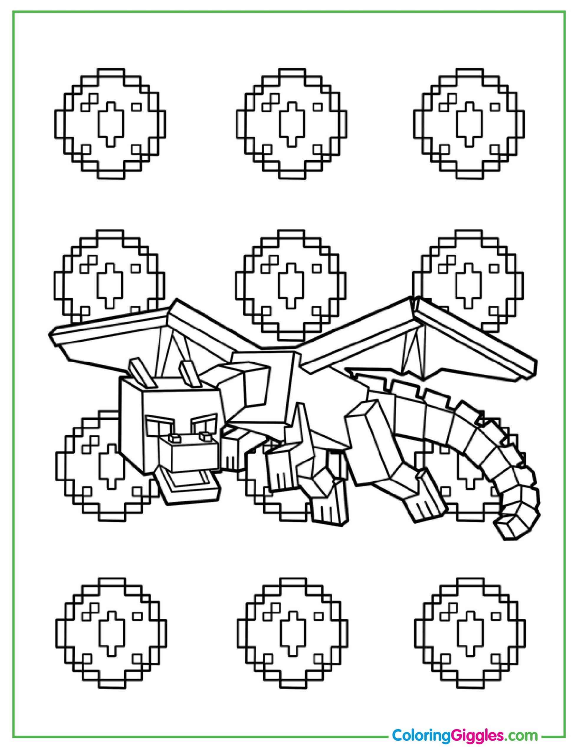 Coloring Page Of Minecraft Black Dragon