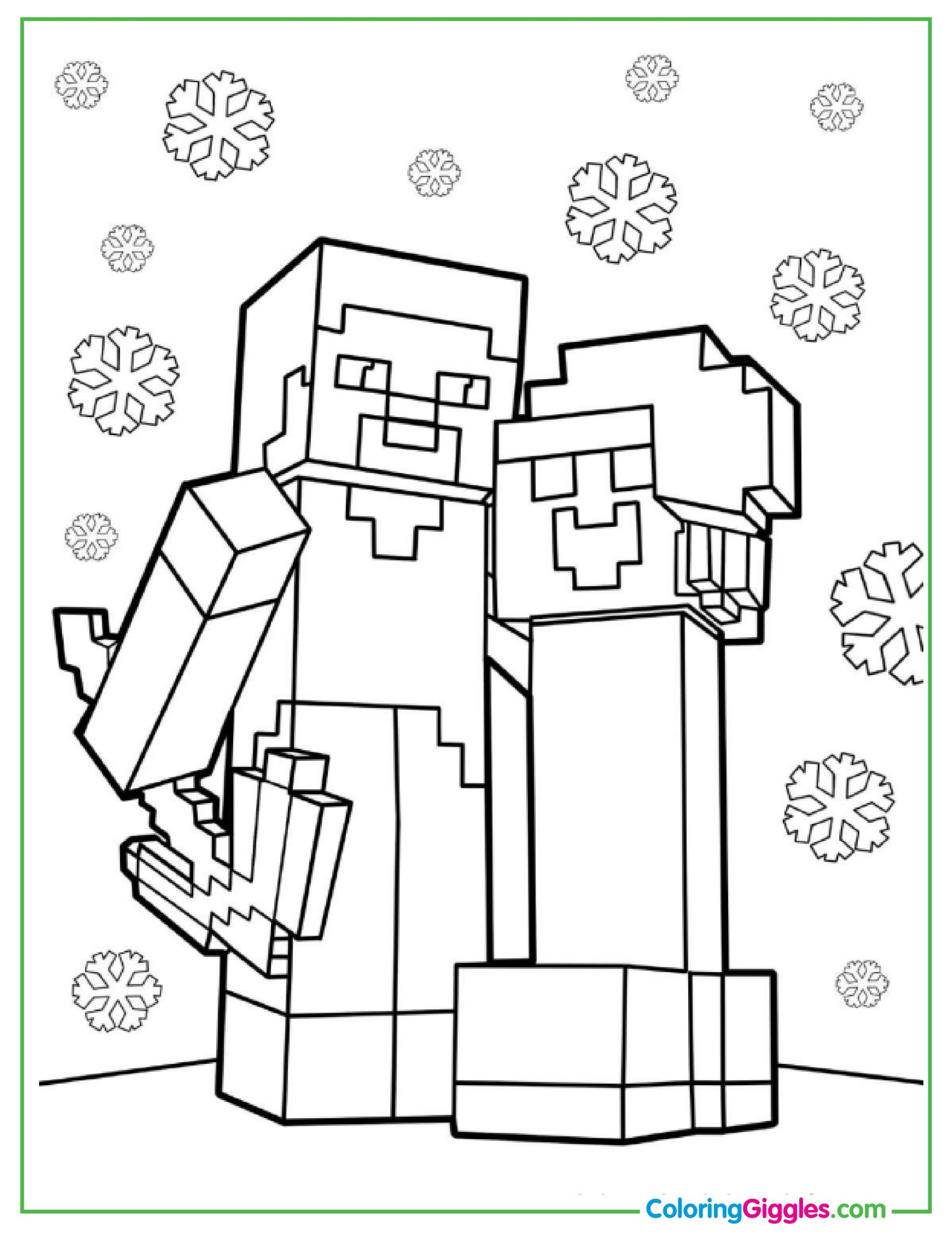 Christmas Themed Minecraft Coloring Page