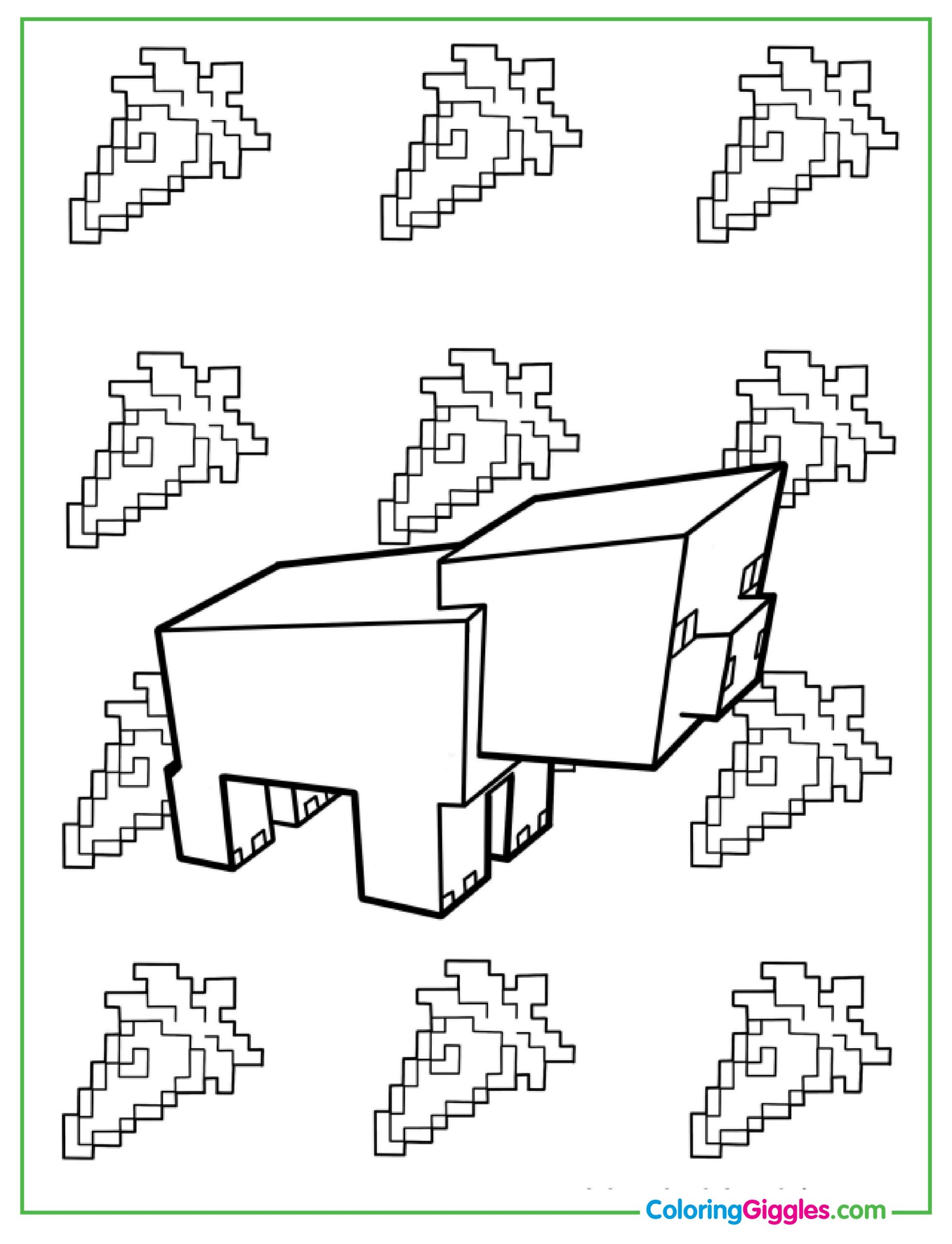 Adorable Minecraft Pig Coloring Page
