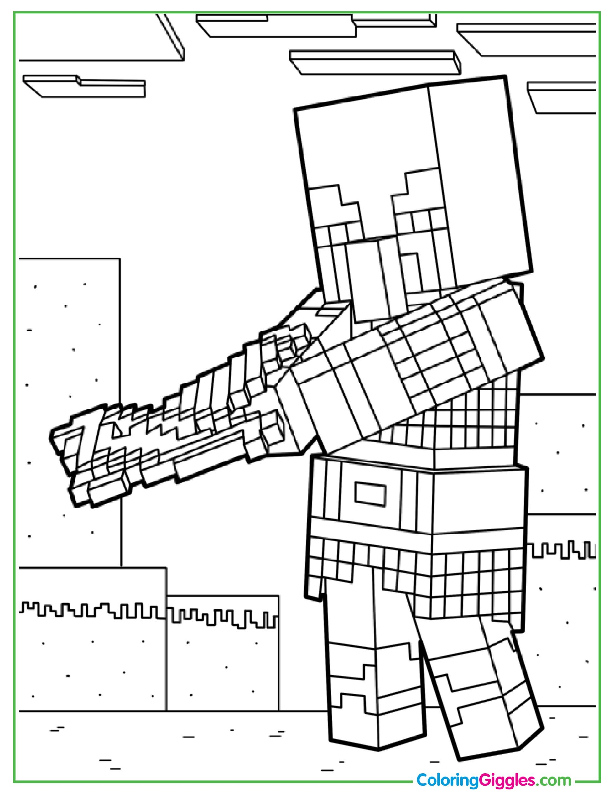 Minecraft Pillager With Bow Coloring Sheet