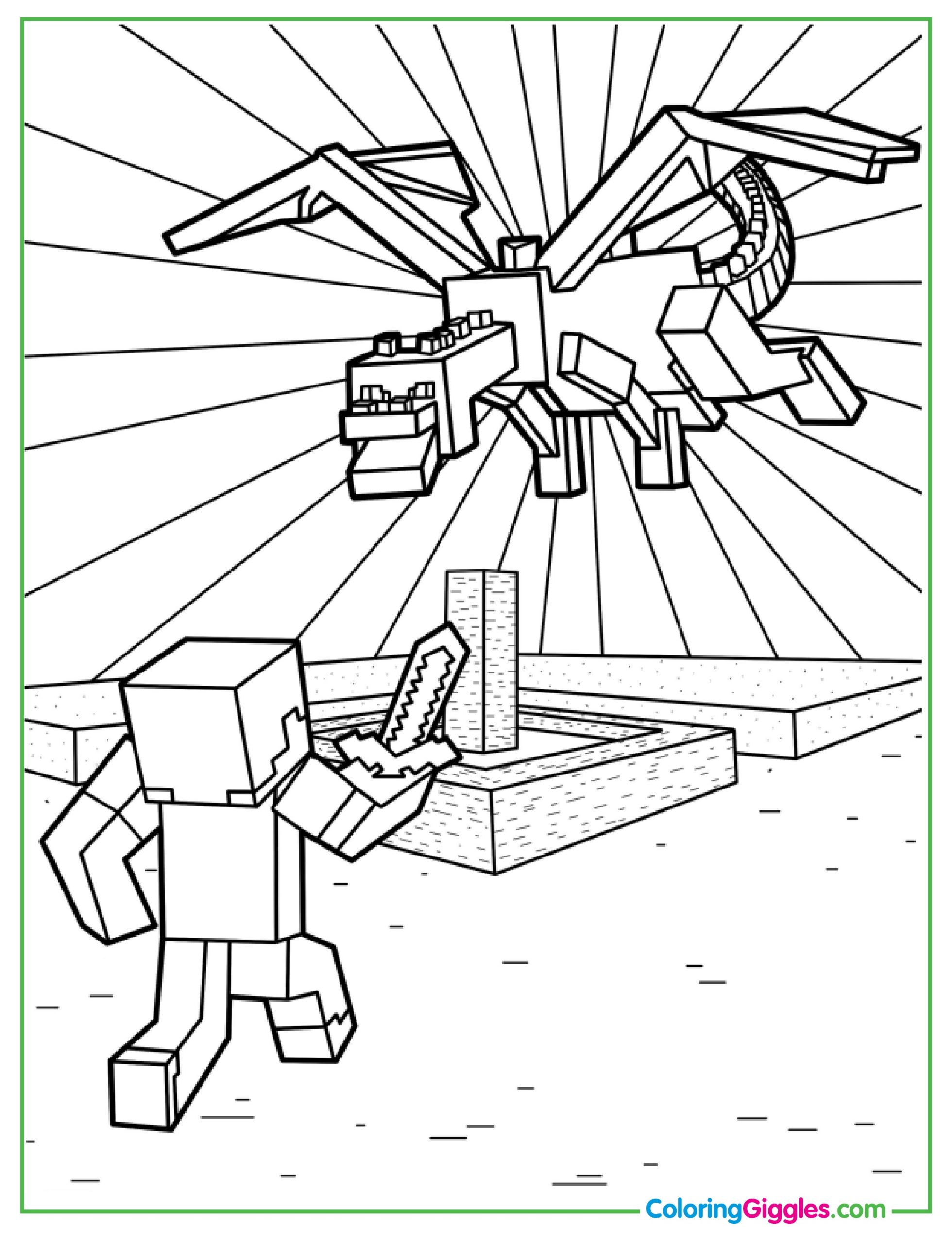 Minecraft Dragon Coloring Picture For Kids