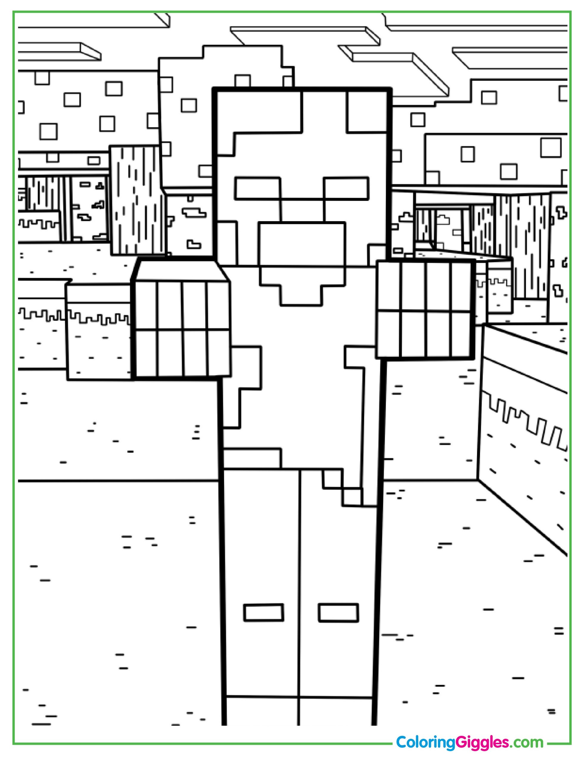Zombie From Minecraft Coloring Sheet