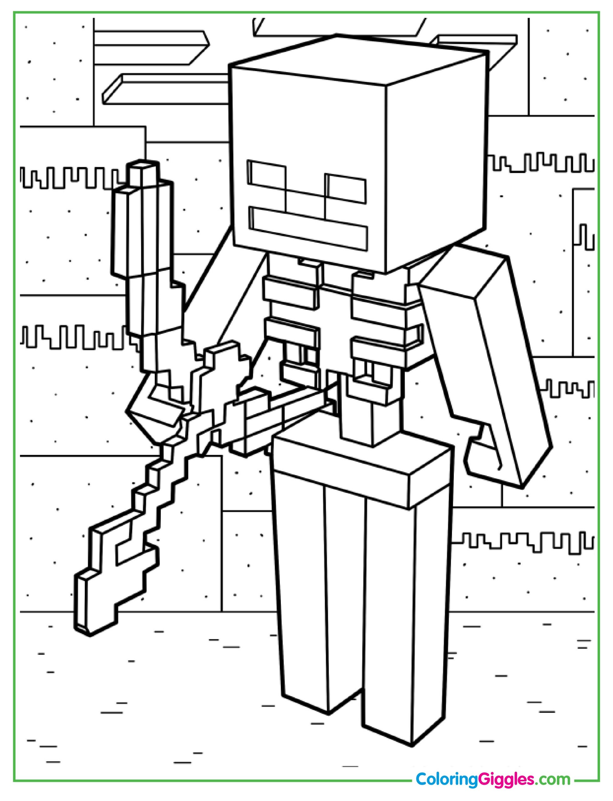 Minecraft Skeleton With Bow And Arrow Coloring Page