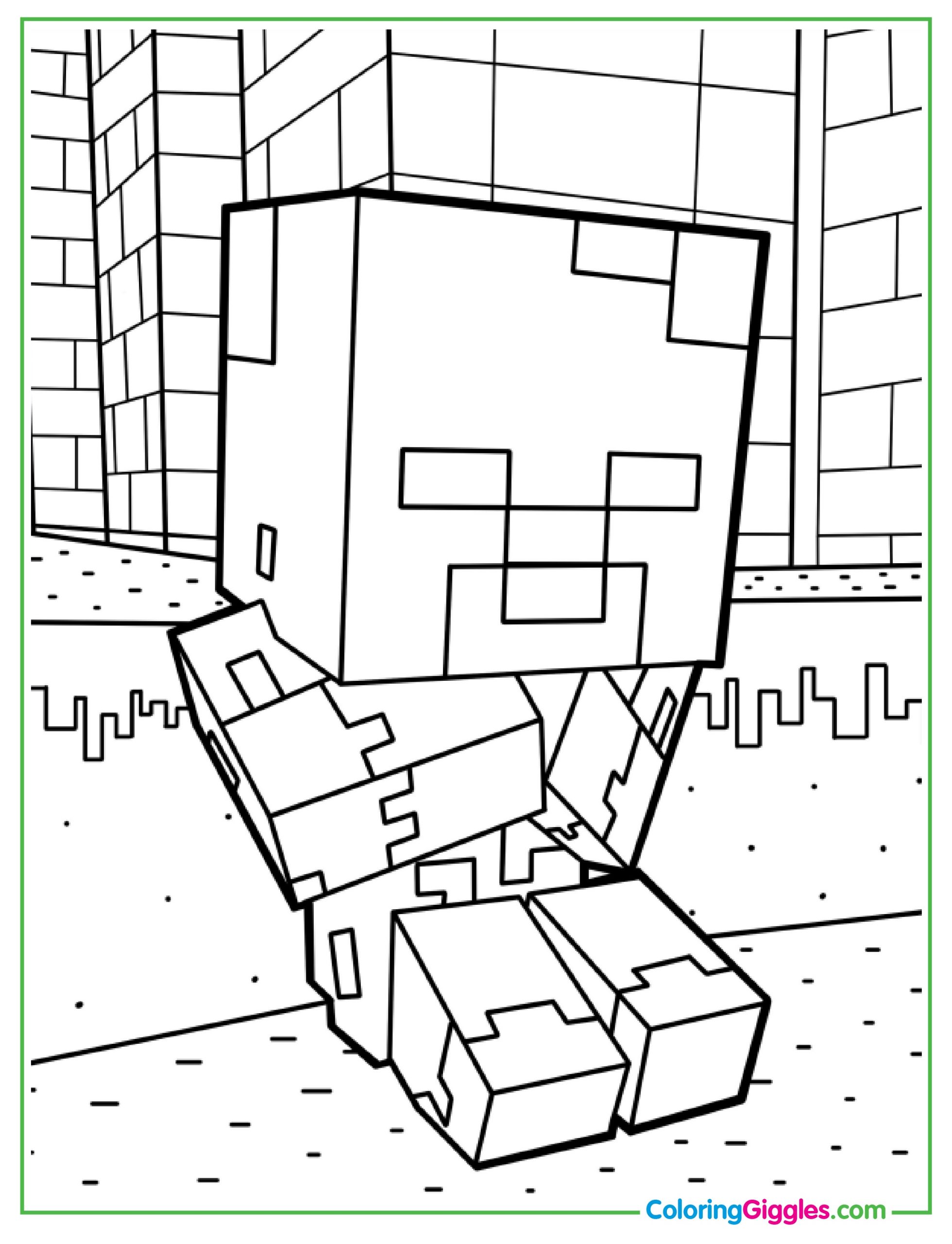 Cute Baby Minecraft Zombie Coloring