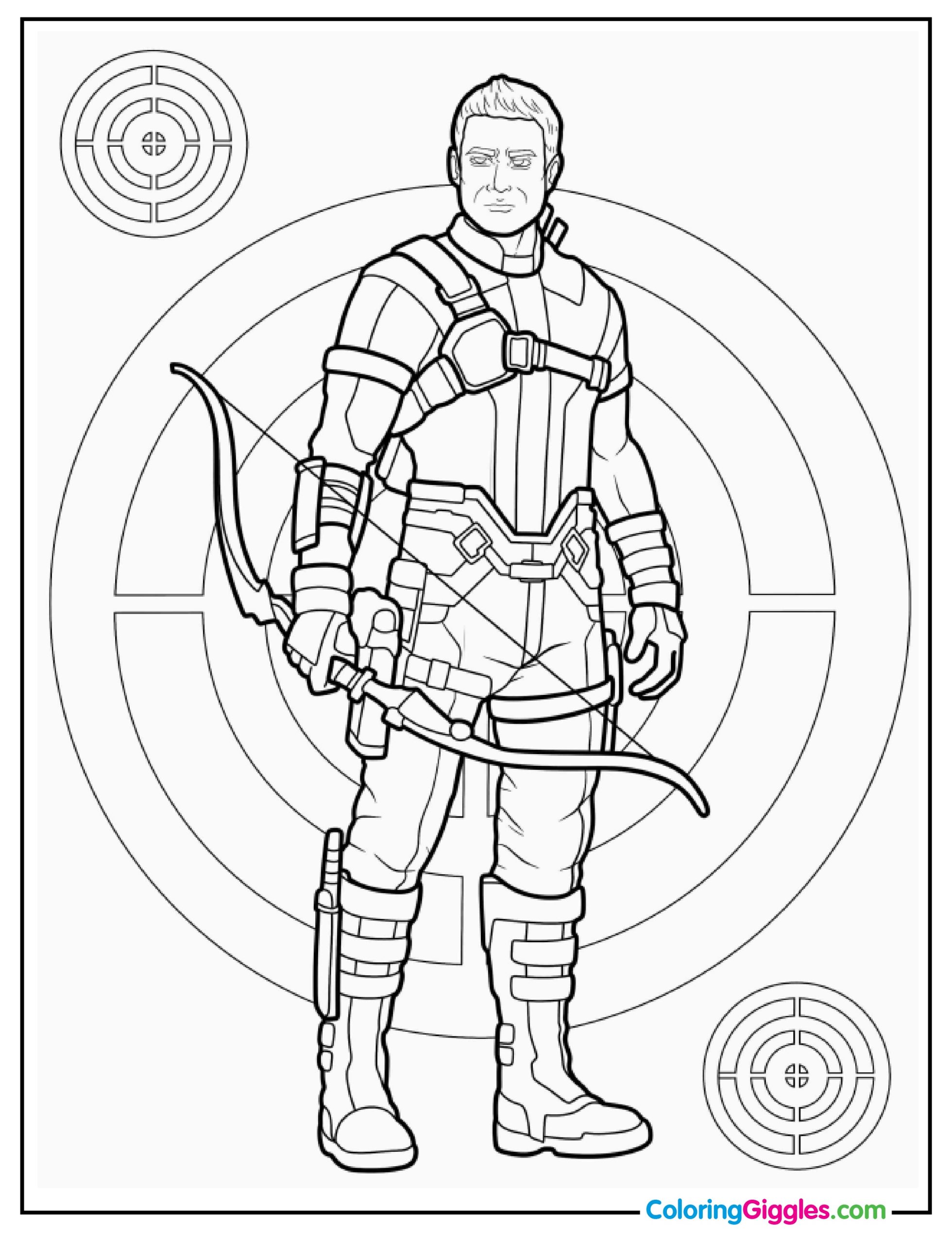 Hawkeye Superhero To Color