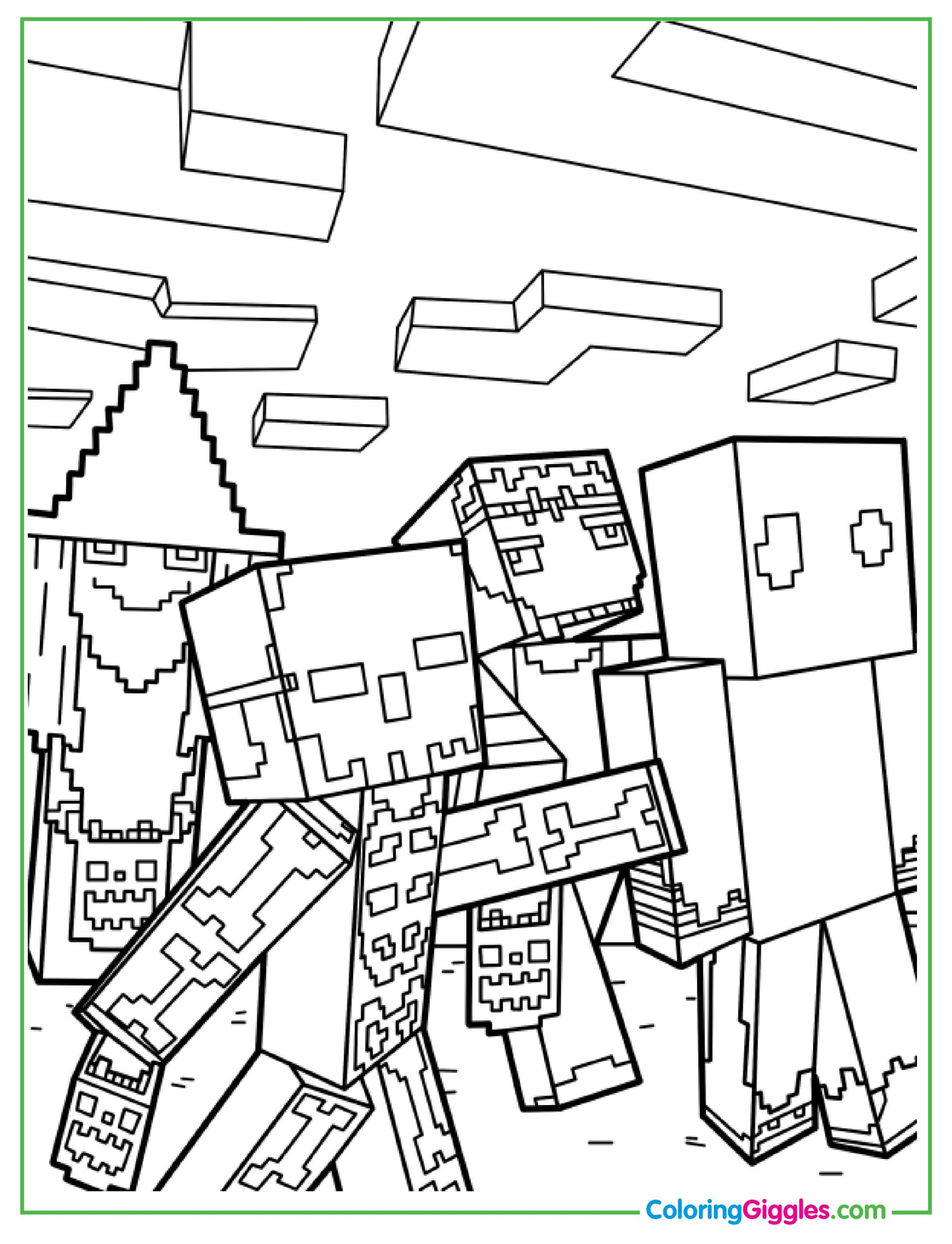 Spooky Halloween Minecraft Coloring Page