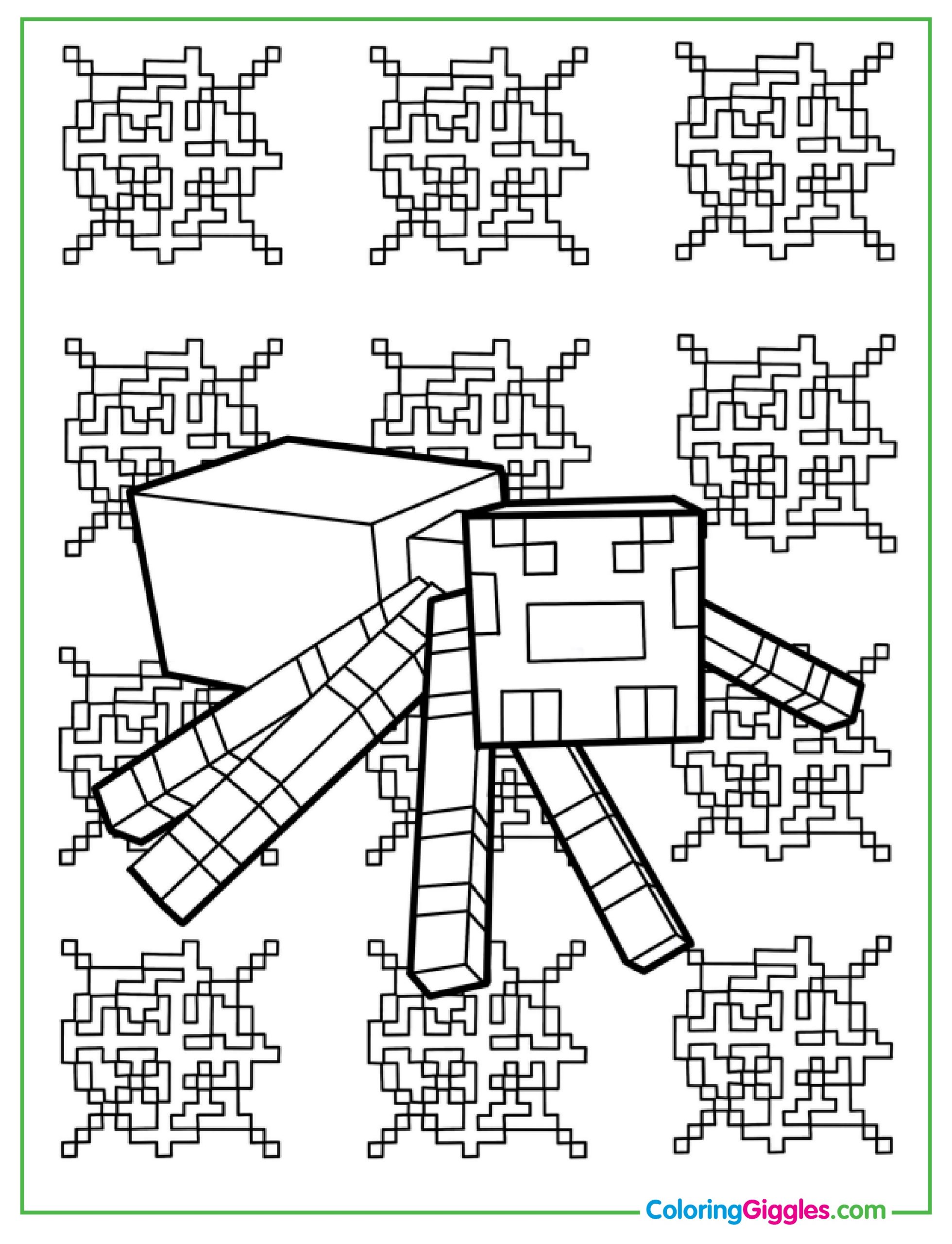 Simple Minecraft Spider Coloring Page