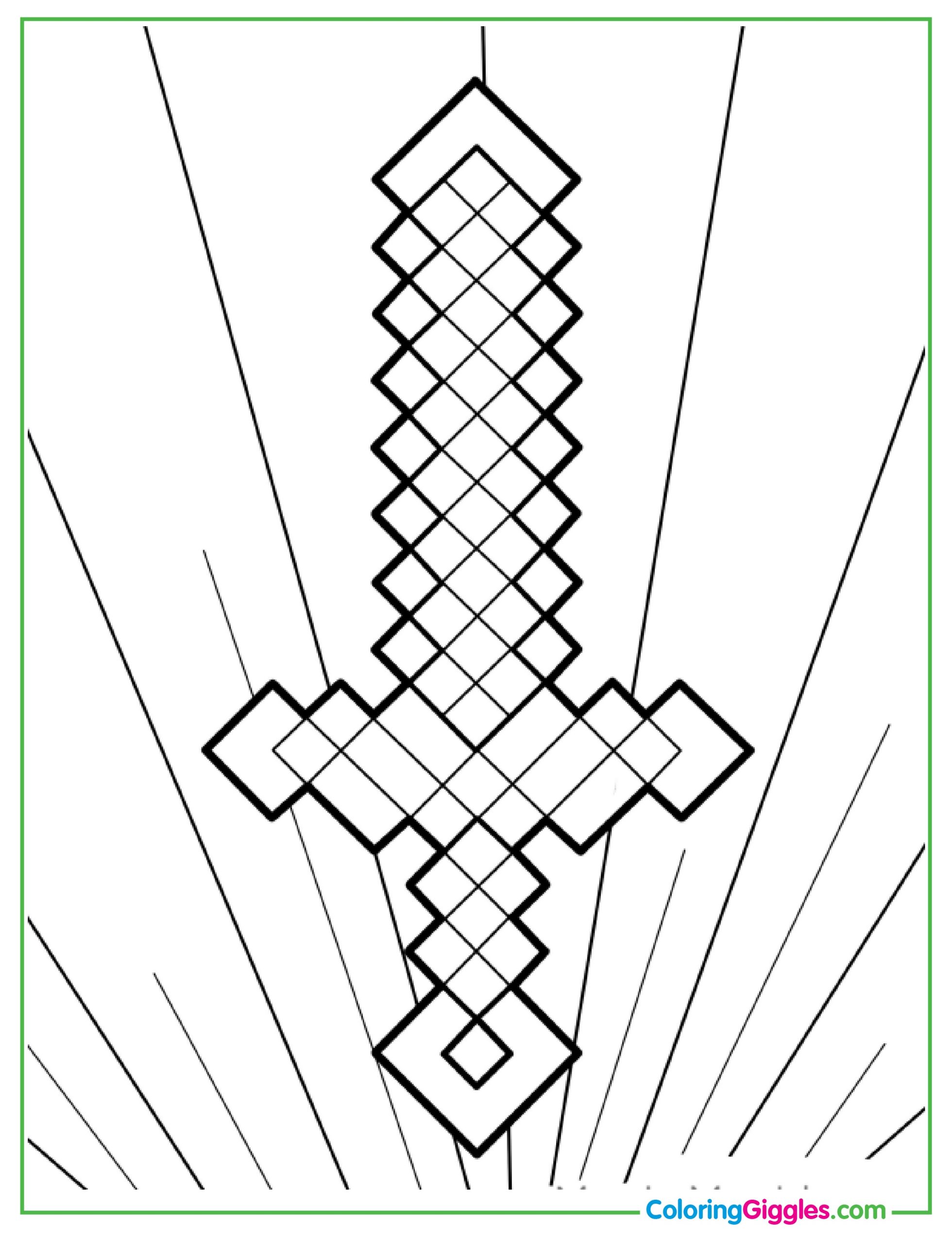 Minecraft Diamond Sword Coloring Page