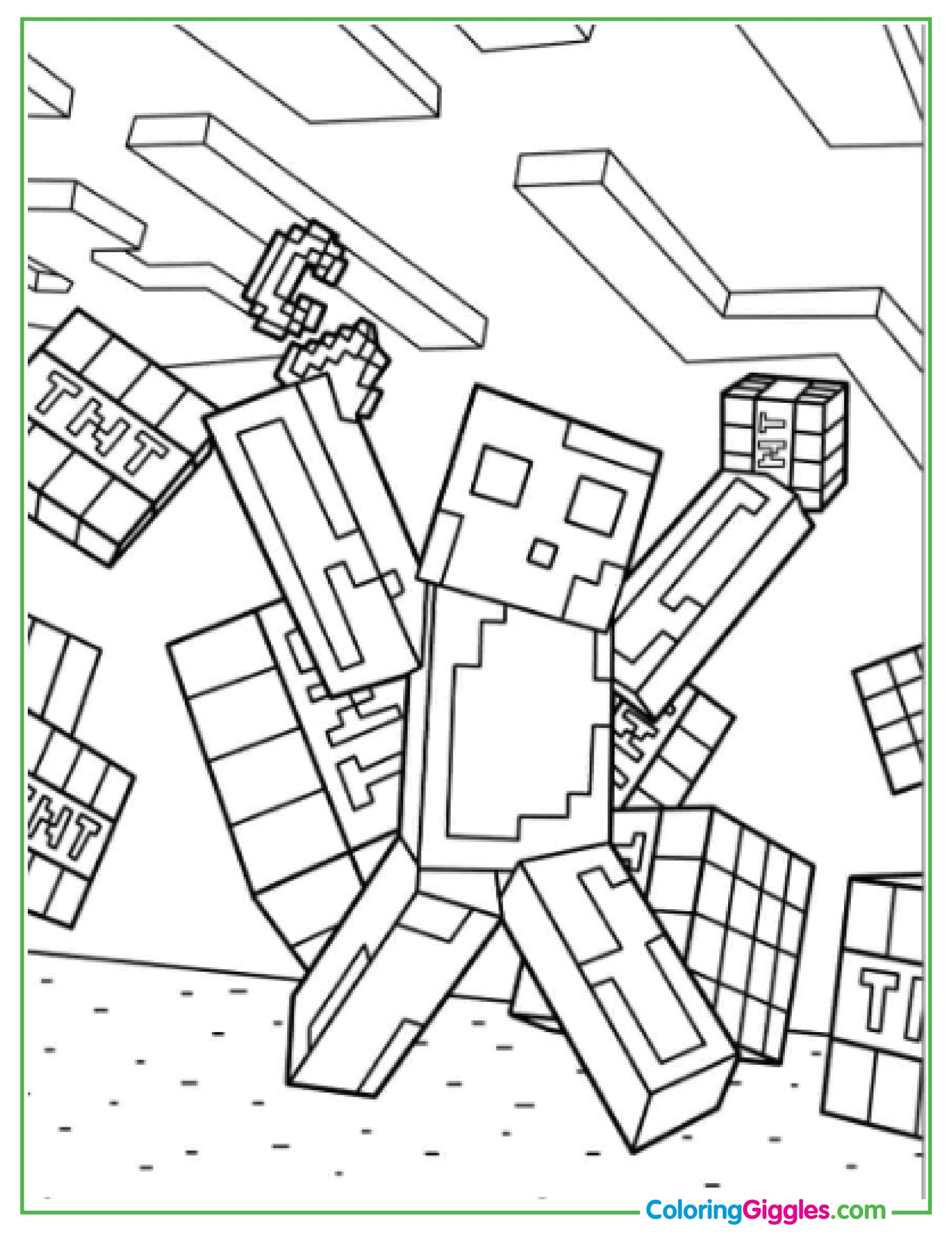 Minecraft Creeper With TNT Coloring Page