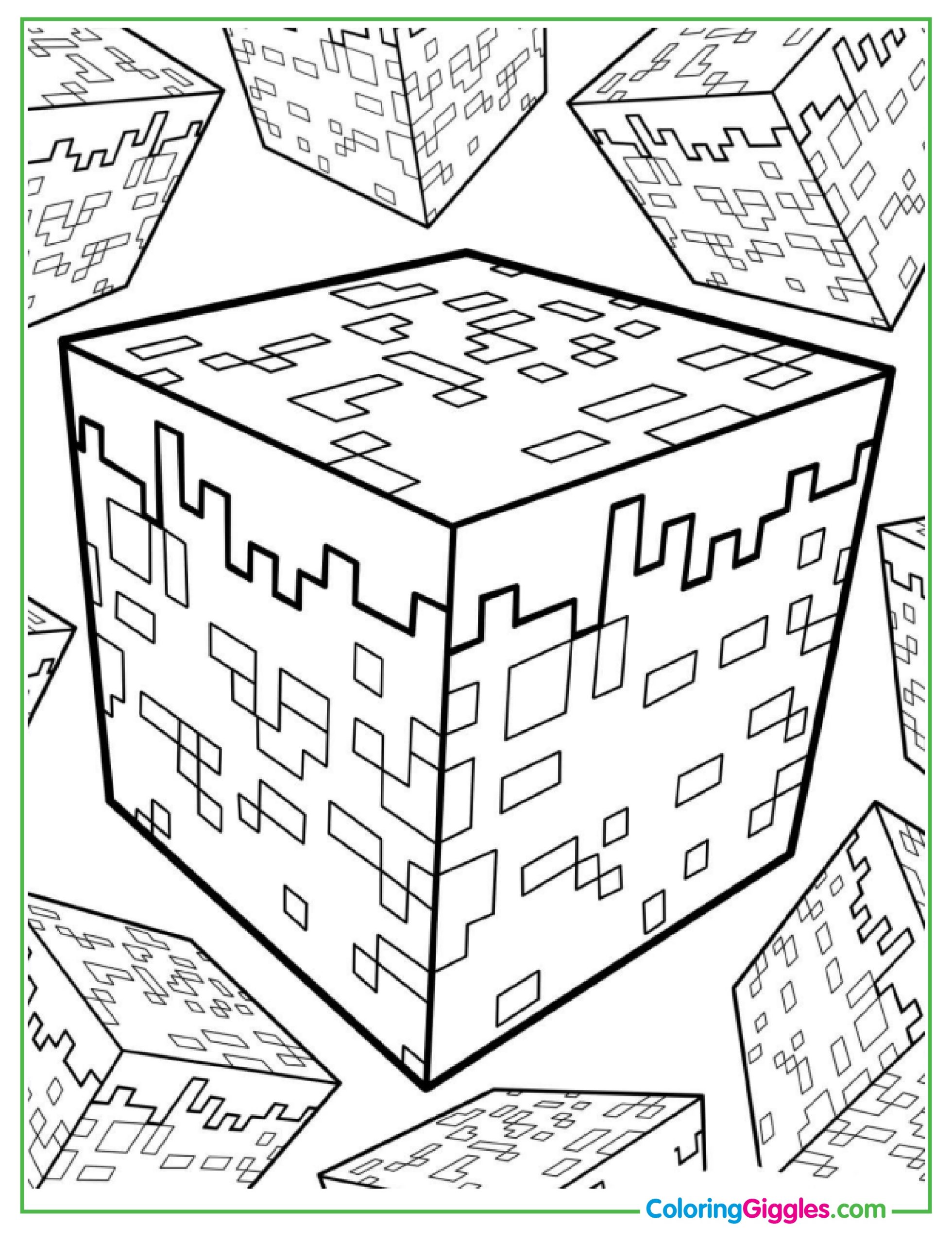 Minecraft Blocks Coloring Page For Kids