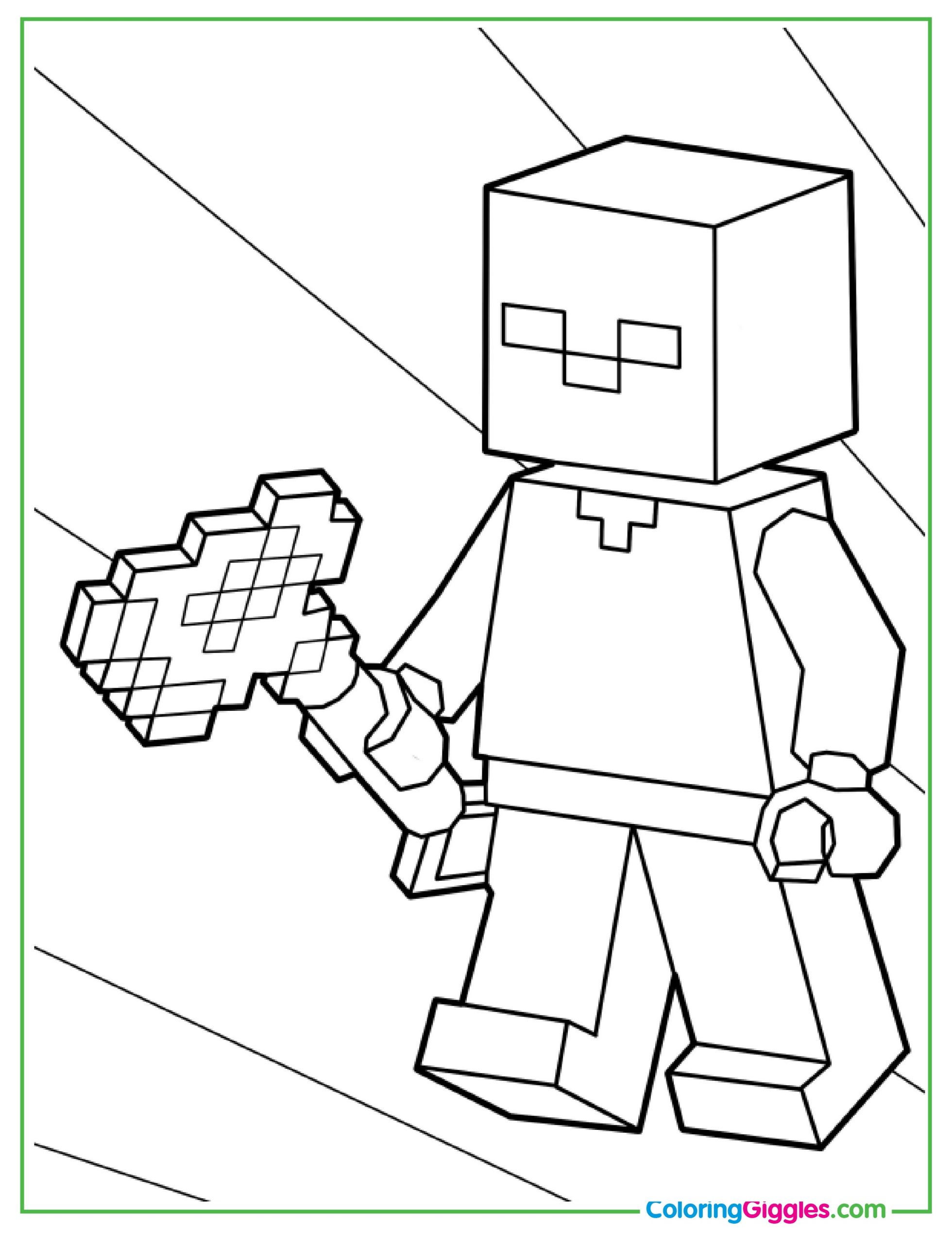 Easy Outline Of Lego Minecraft Steve Coloring
