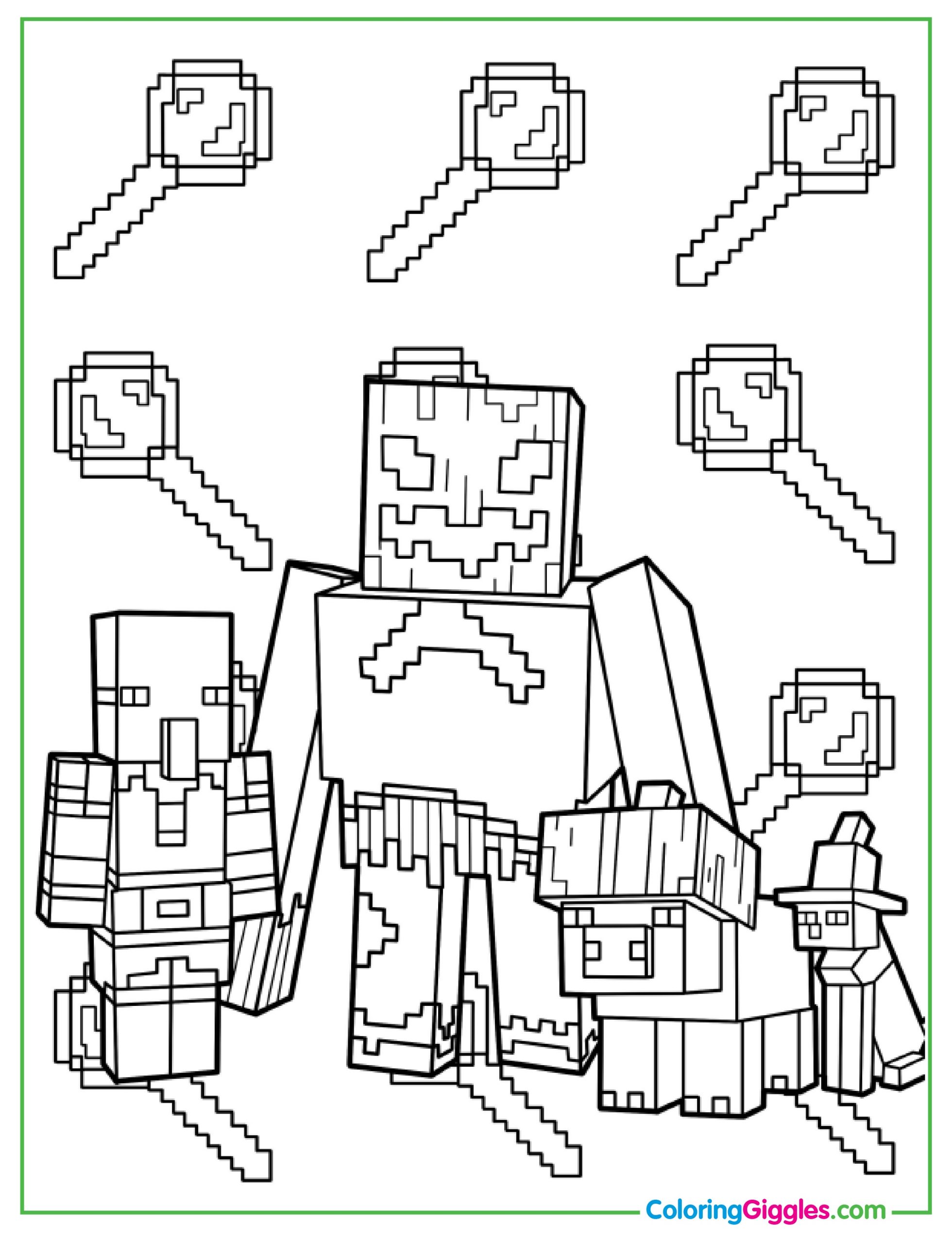 Halloween Inspired Minecraft Coloring Page For Kids