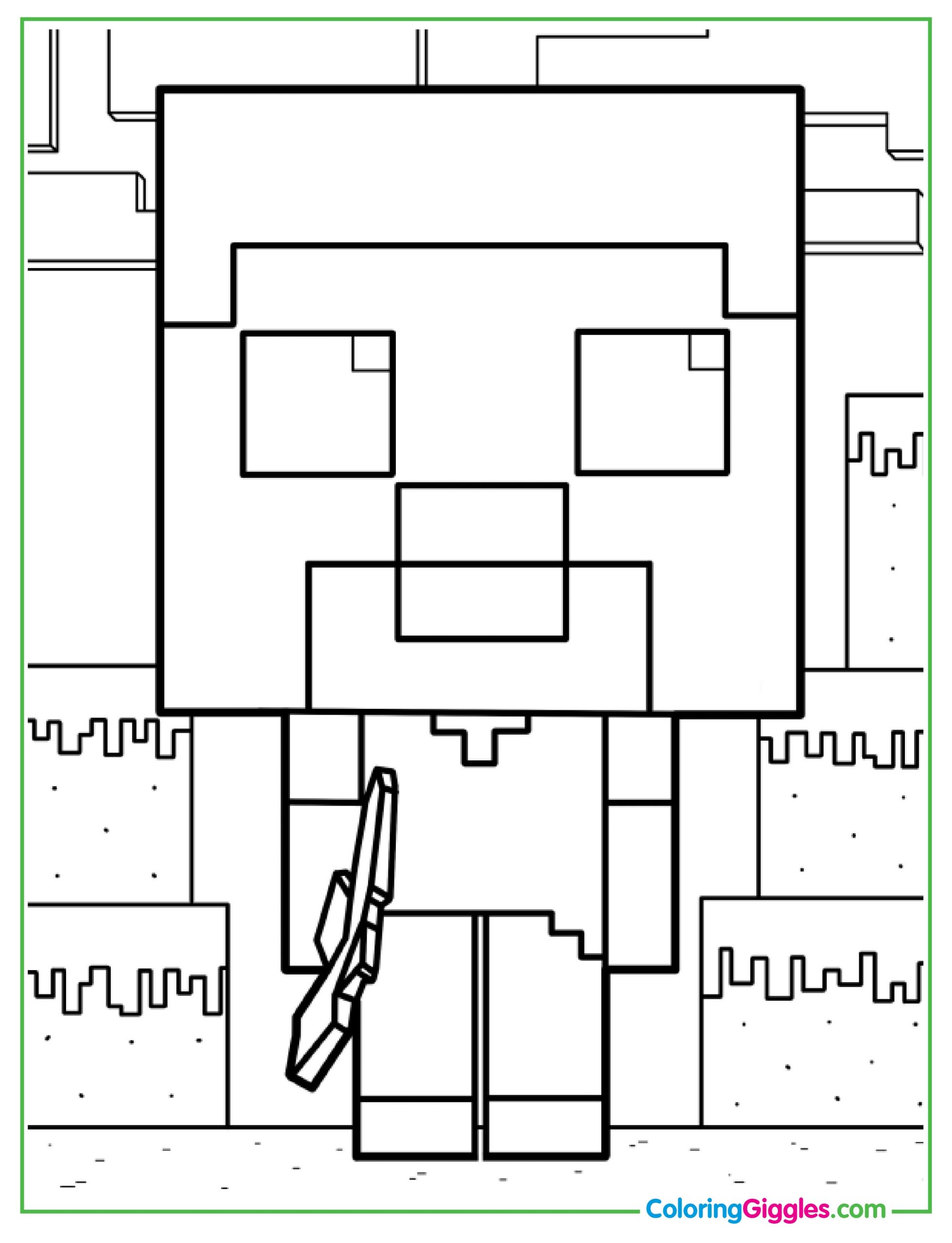 Funko Pop Minecraft Steve Coloring Sheet