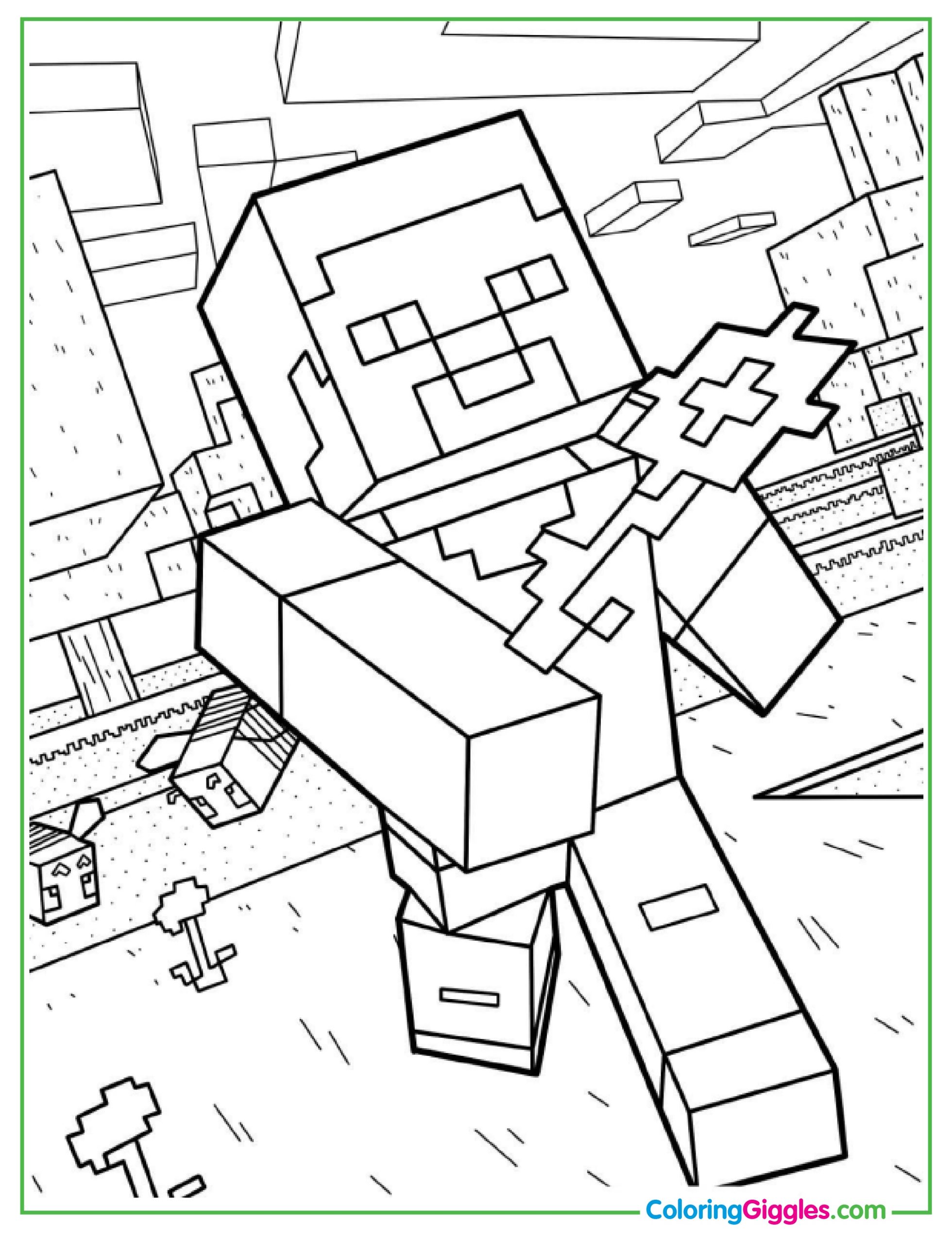 Detailed Coloring Page Of Minecraft Steve Holding Flower