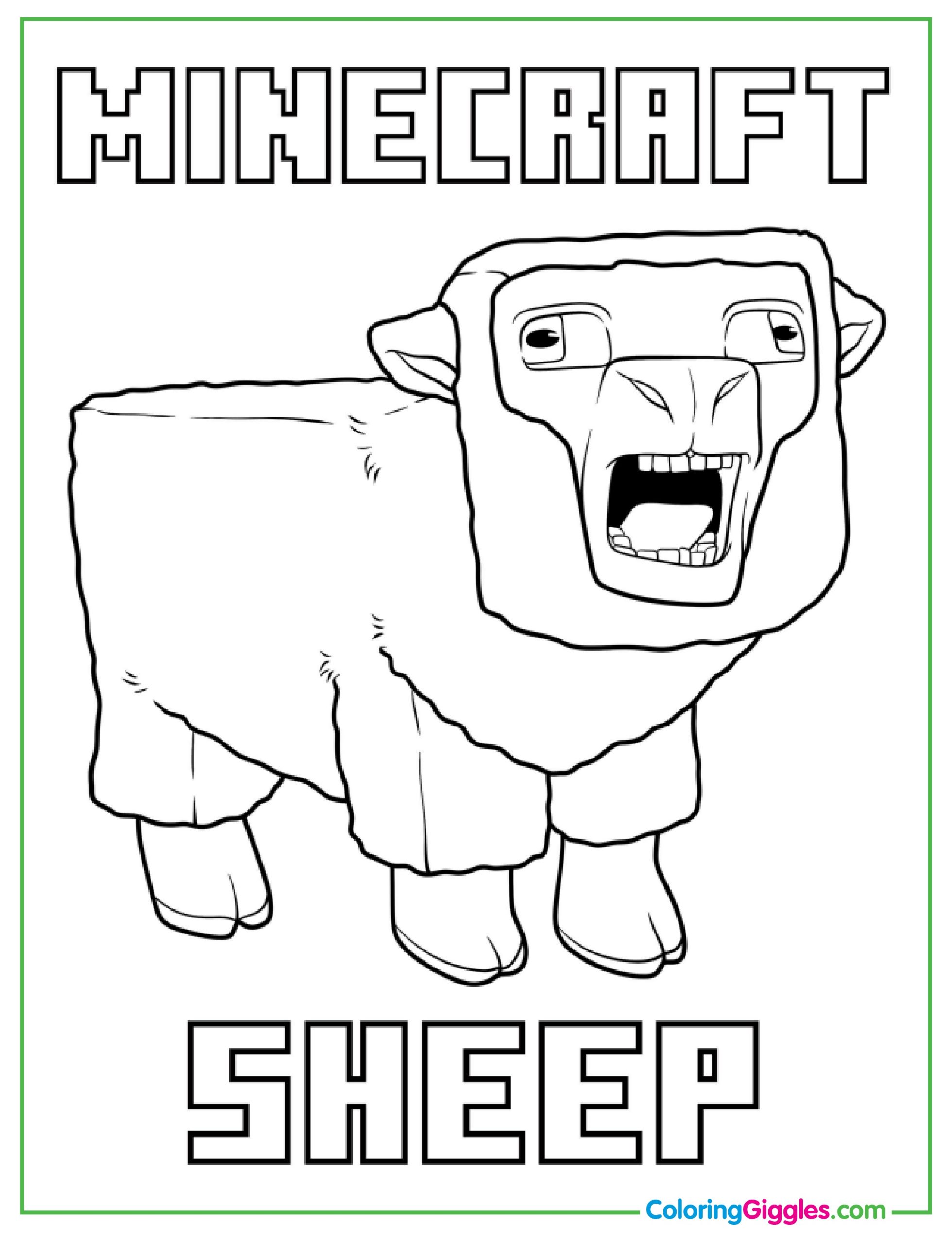 Angry Minecraft Sheep Coloring Page For Kids