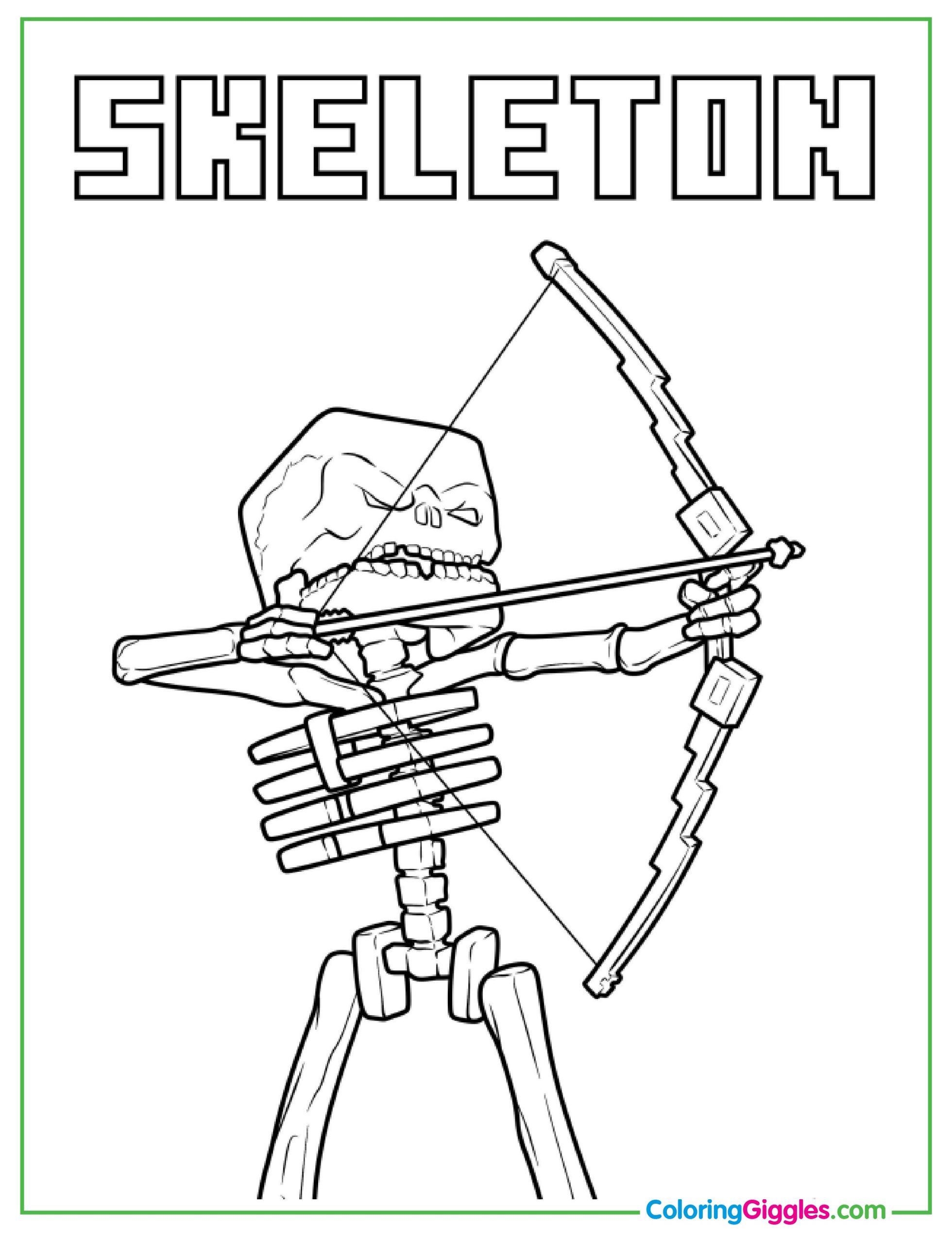 Minecraft Movie Skeleton with Bow Coloring Sheet For Kids