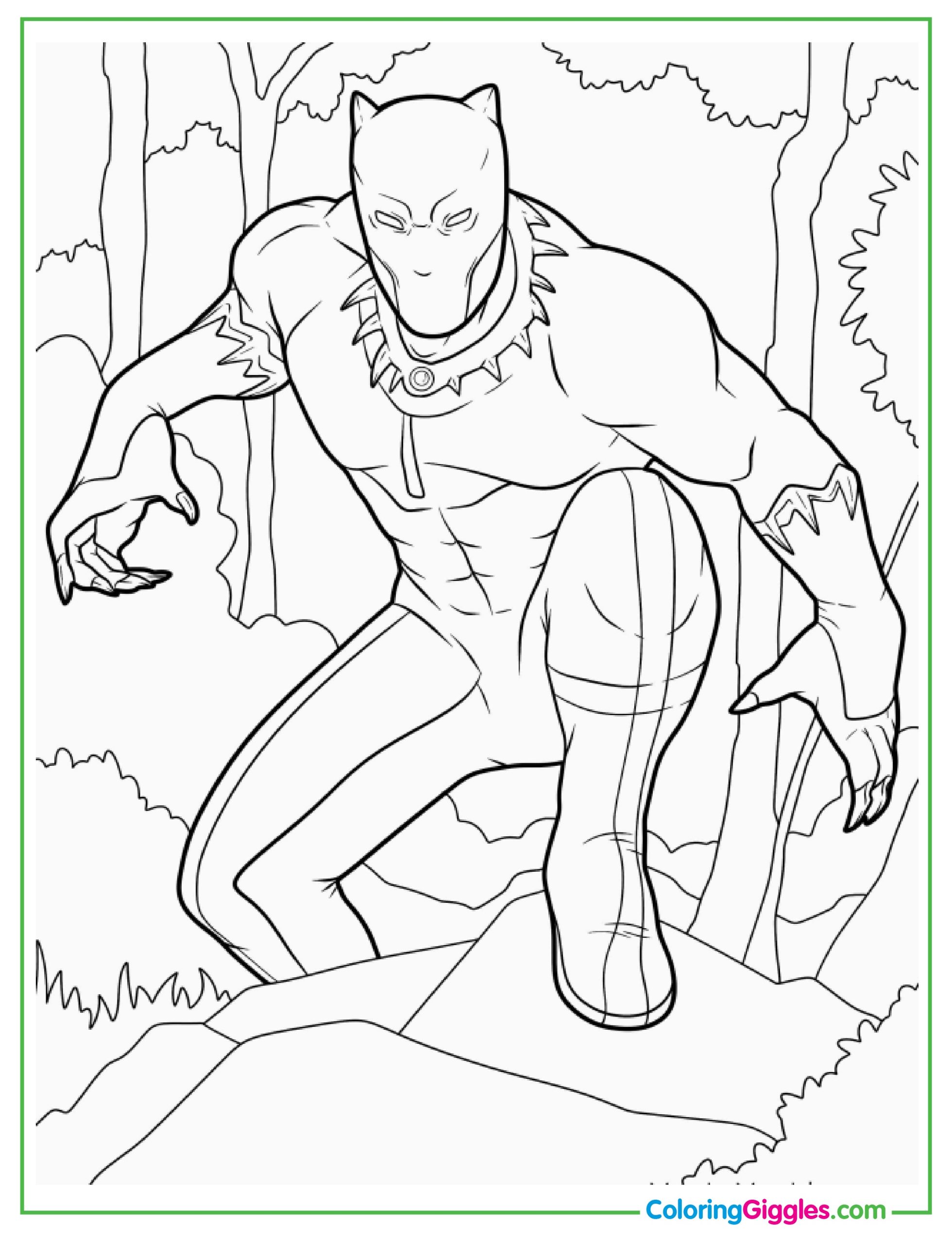 Black Panther In The Forest Coloring In