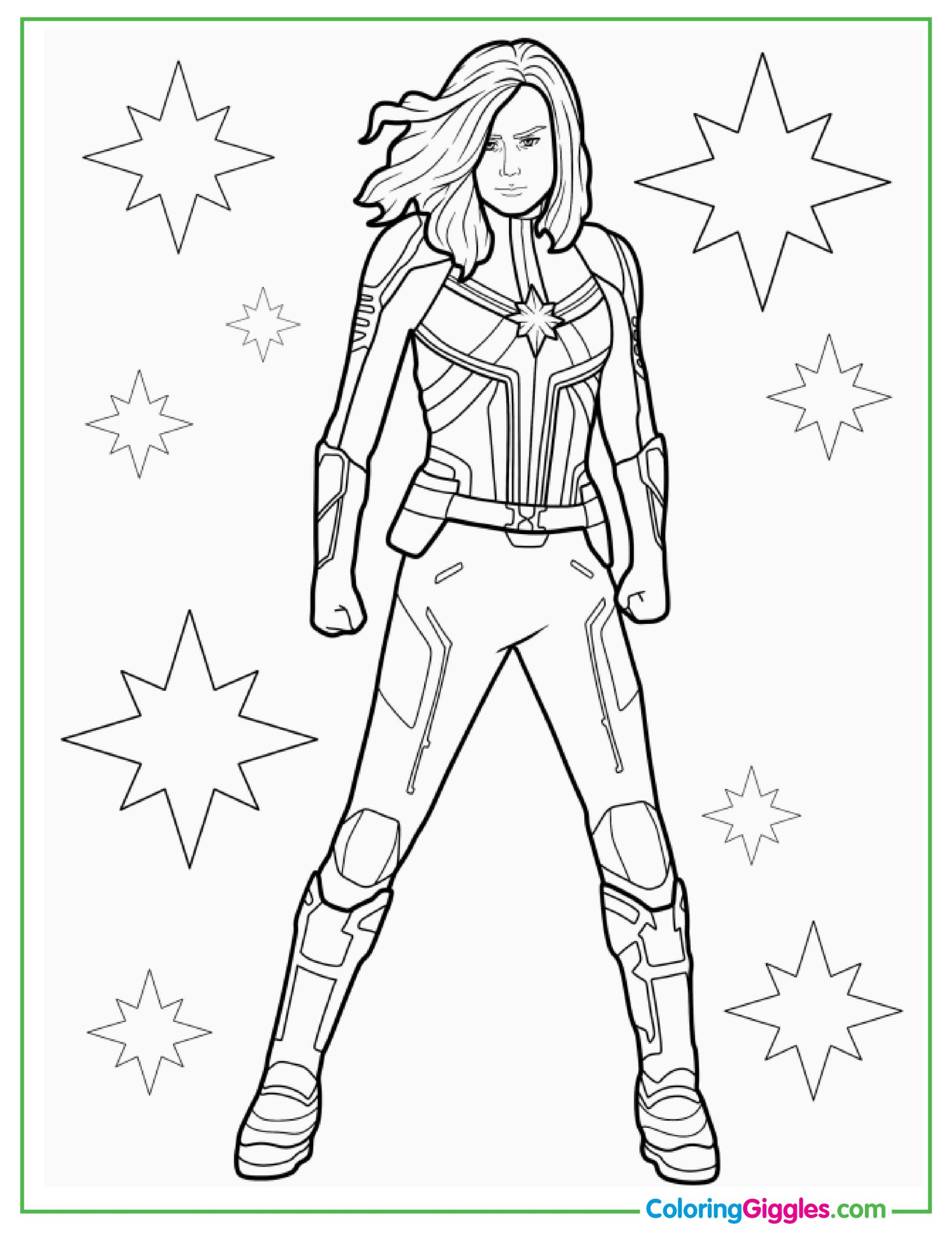 Brie Larson As Captain Marvel Coloring In