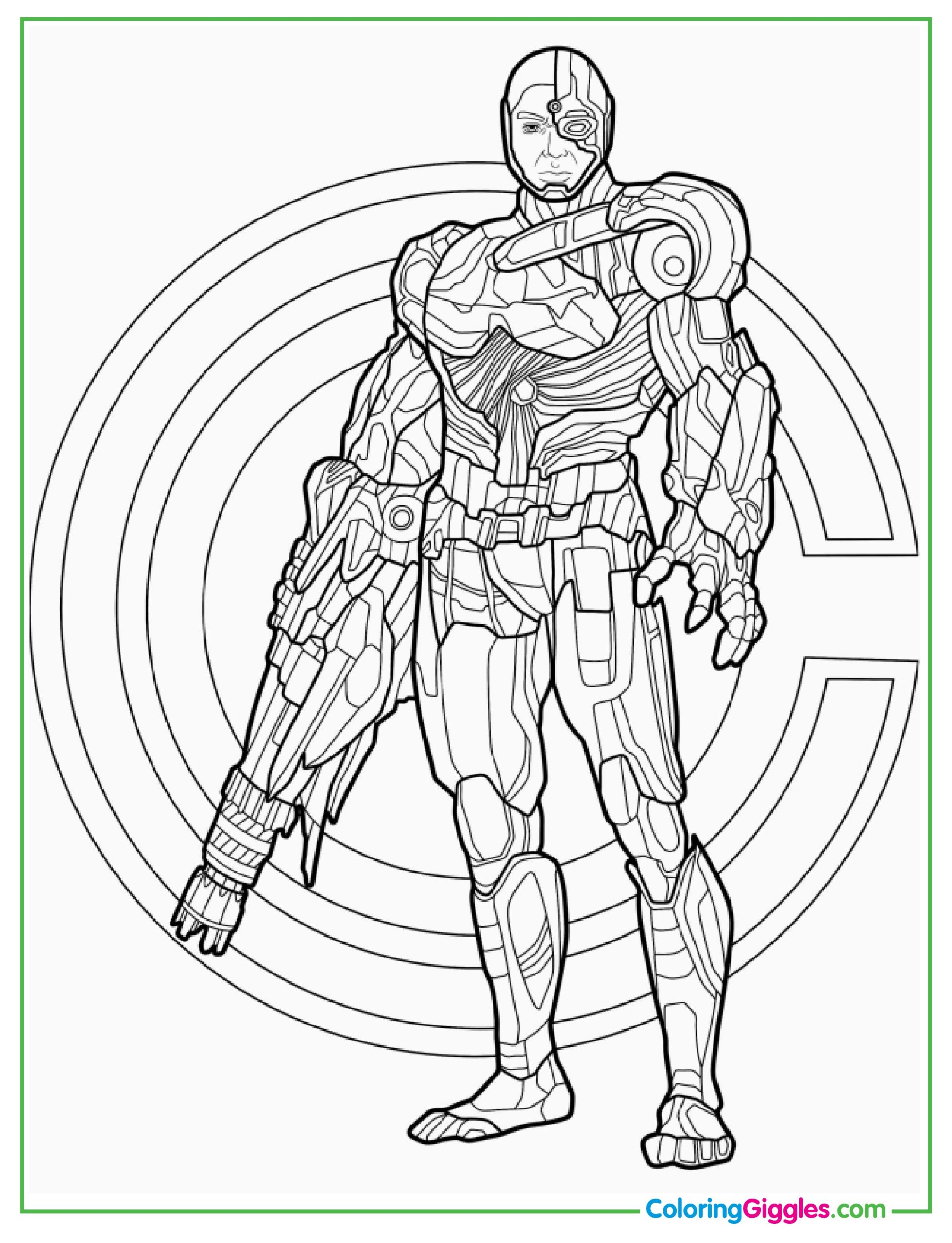 Coloring Page Of Justice League Cyborg