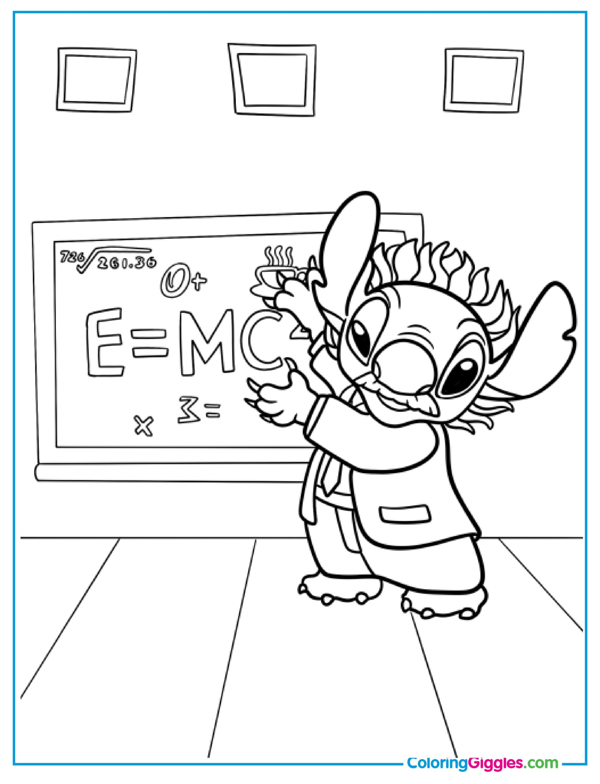 Einstein Stitch Teaching Physics Coloring Sheet For Kids