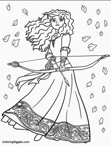 Merida Holding Bow And Arrow Coloring Page