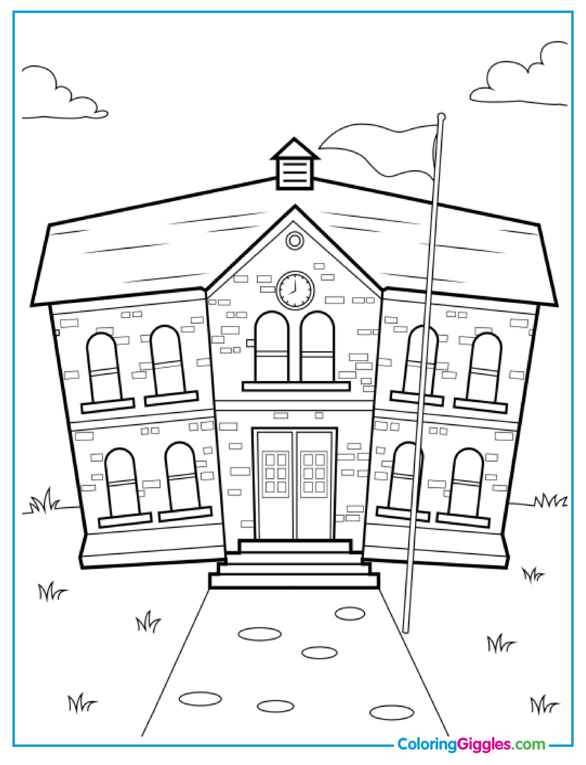 Old Brick School Coloring Page
