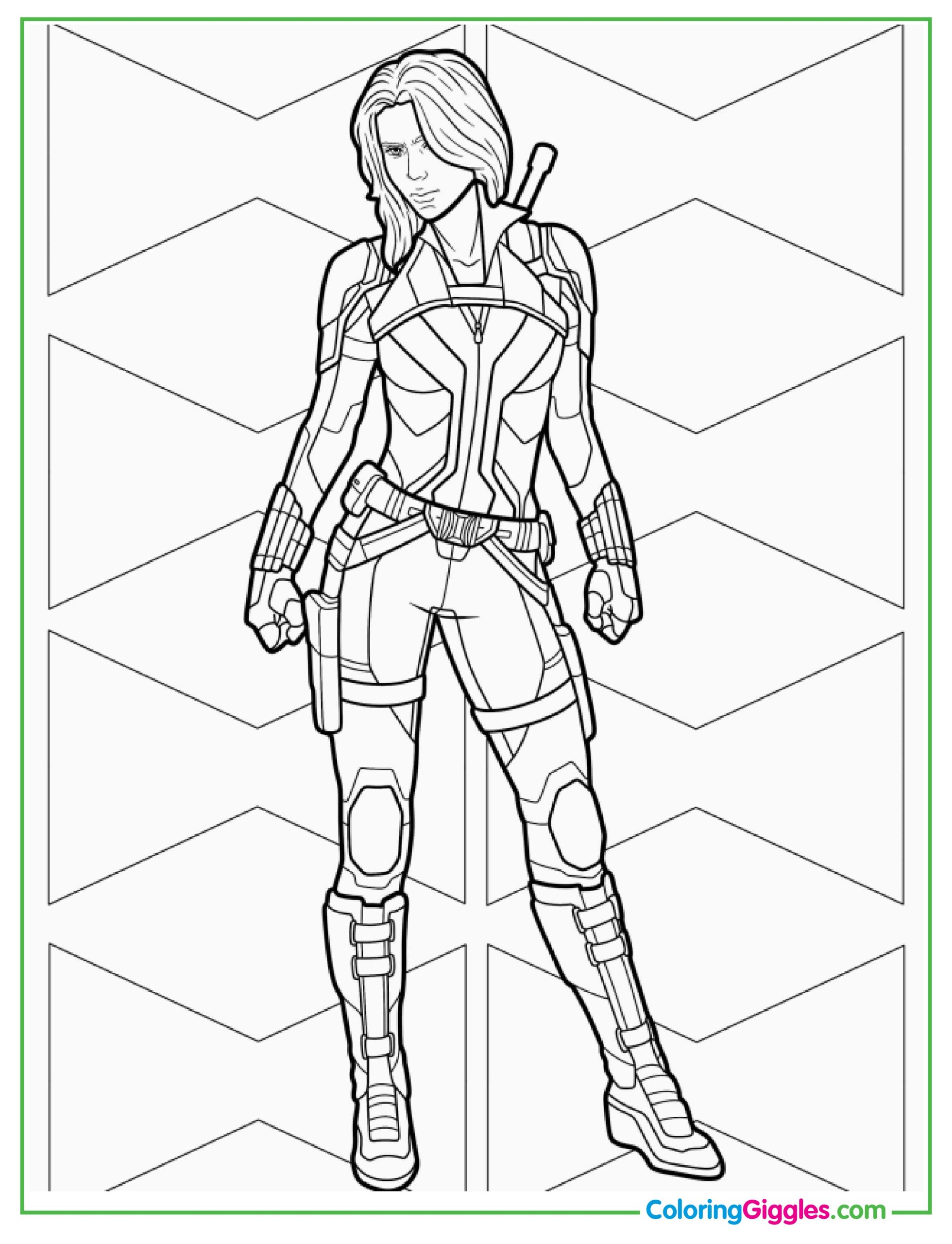 Scarlet Johansson Black Widow Coloring In
