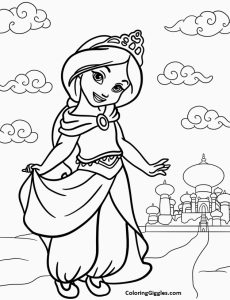 Young Jasmine Coloring Page For Preschoolers